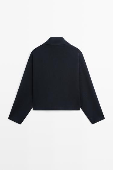 Cotton knit zip-up jacket — NAVY BLUE 6