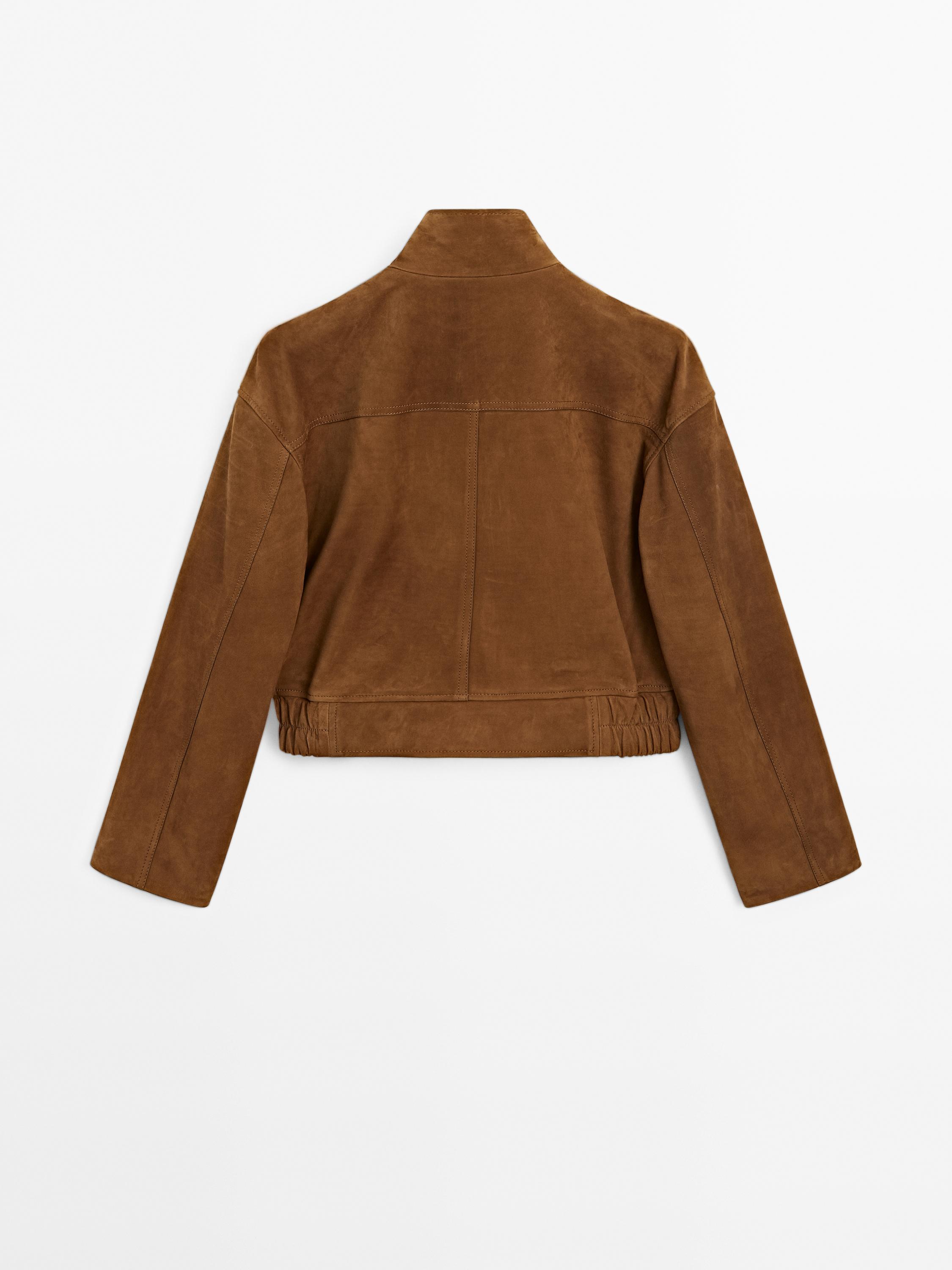 Nubuck suede leather bomber jacket