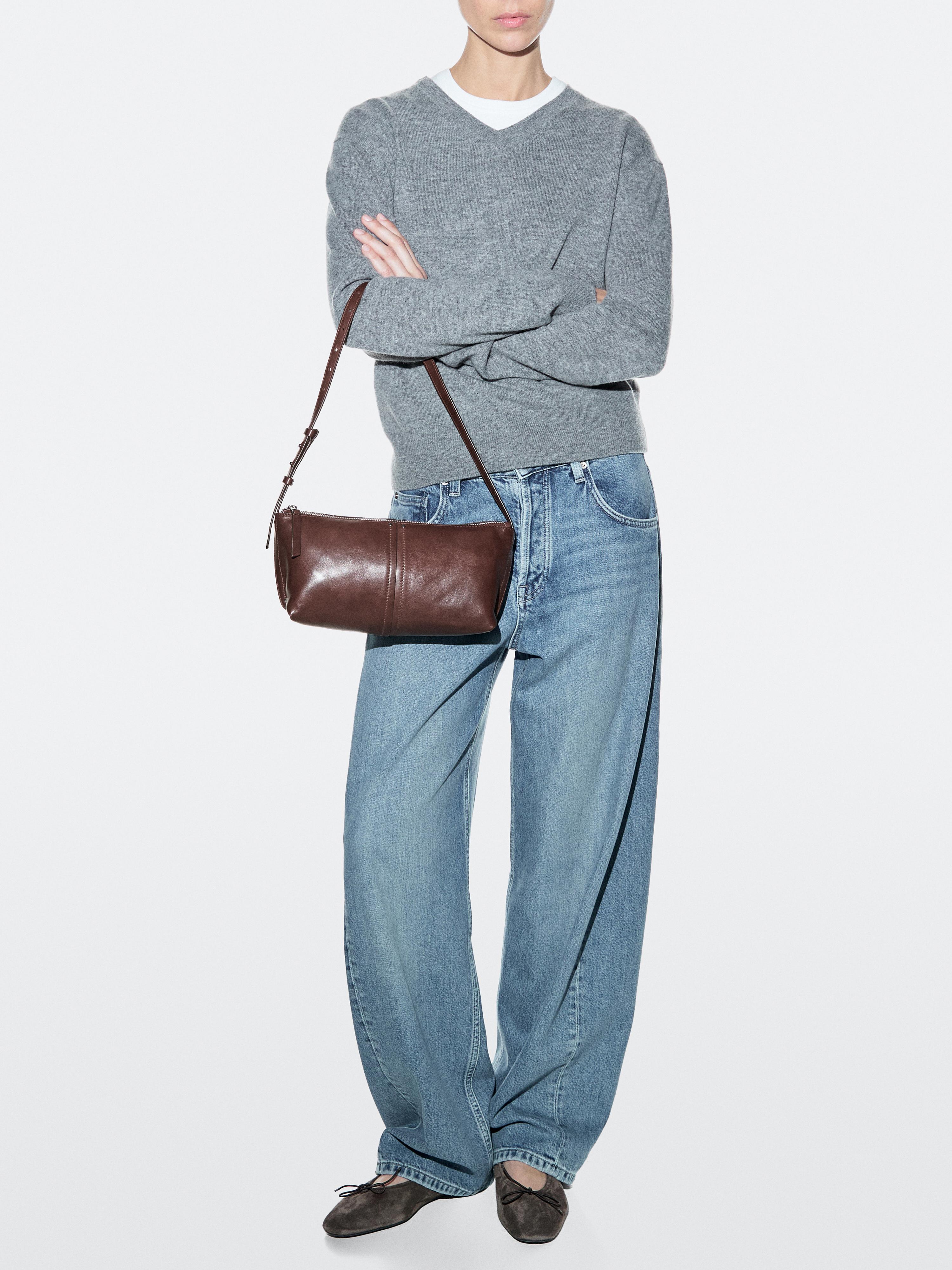 Nappa leather shoulder bag — BURGUNDY
