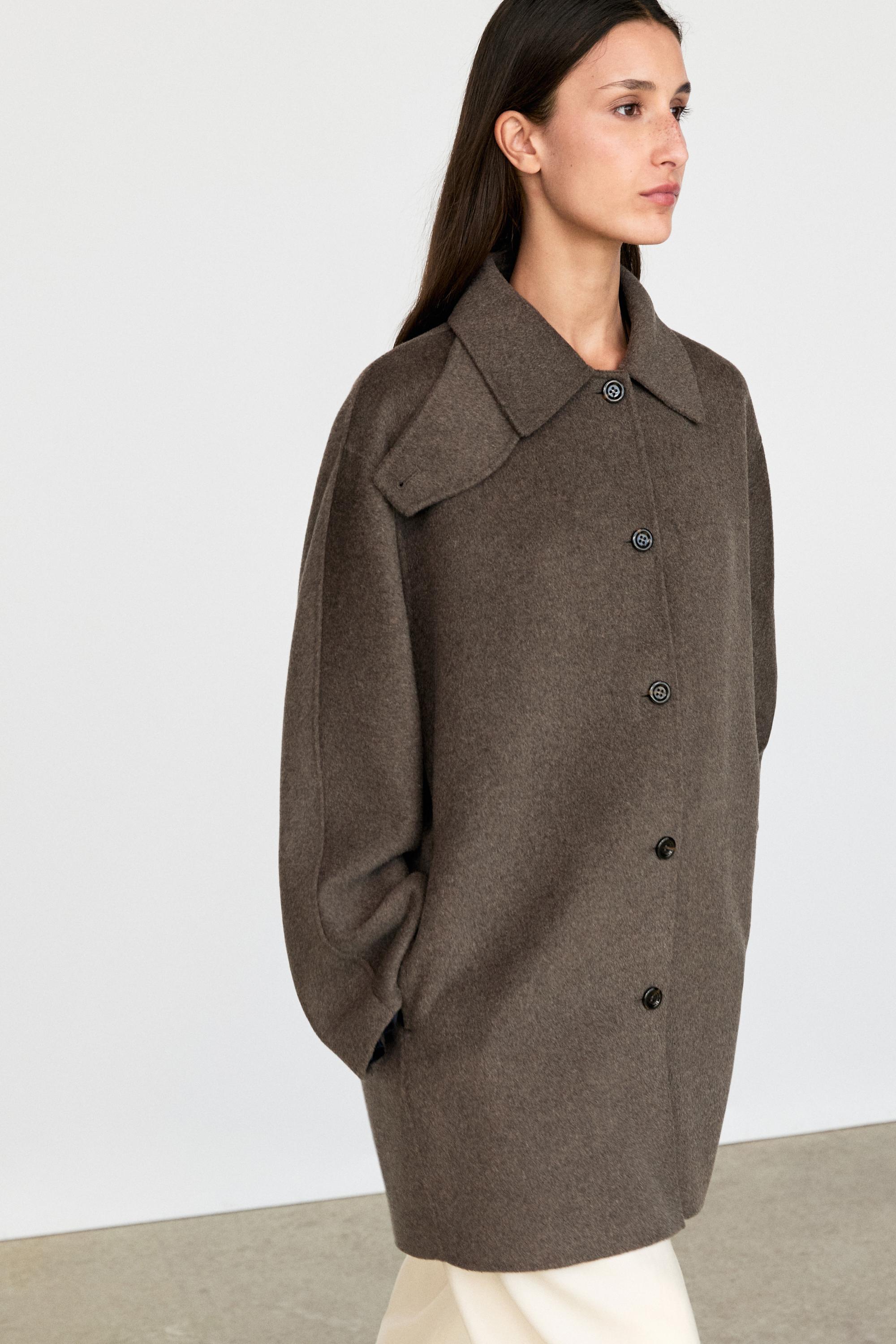 Melange wool blend coat — BROWN