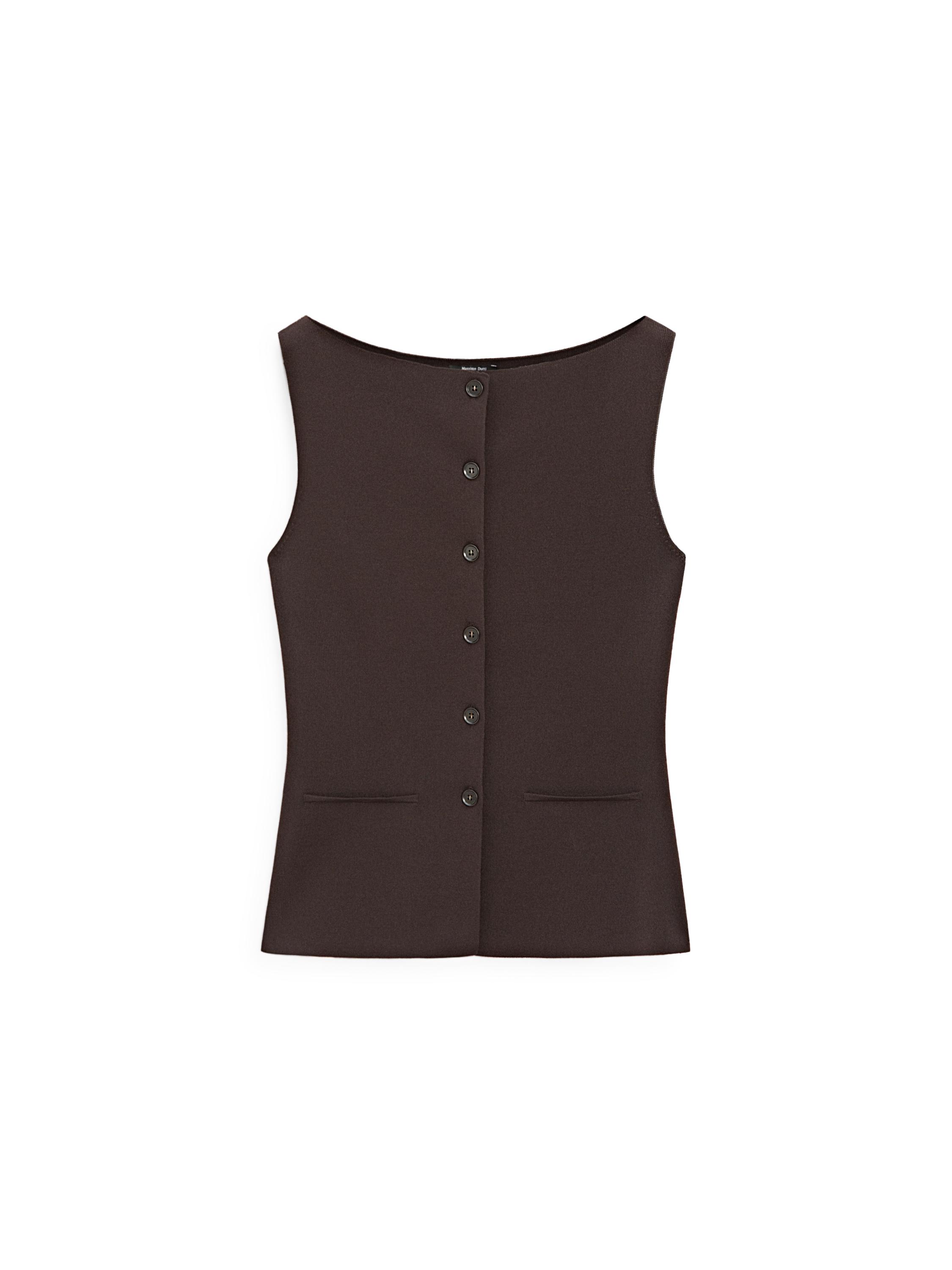 Knit vest with pocket details — BROWN