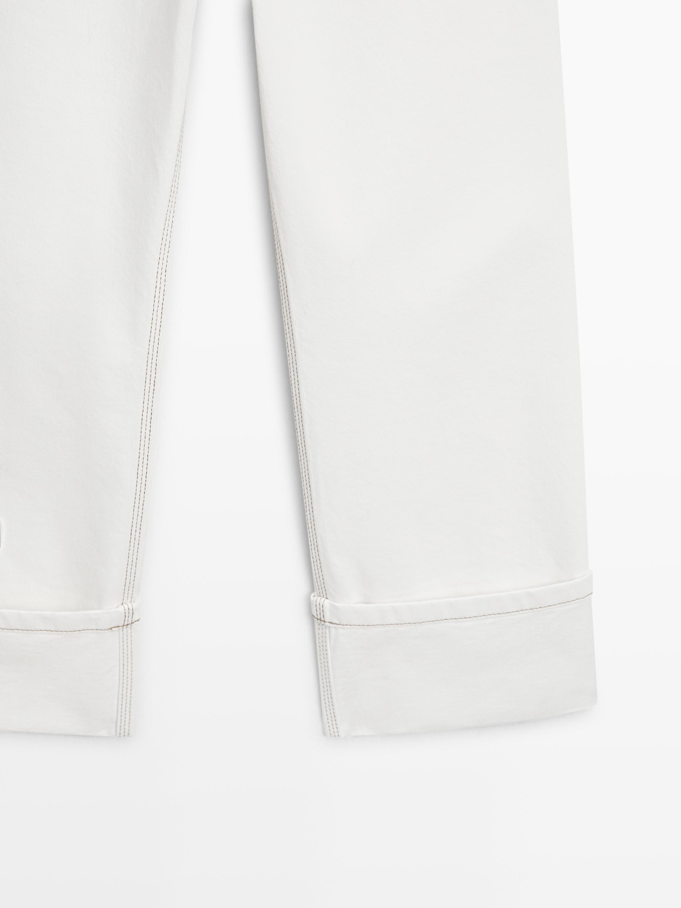 Straight-leg jeans with hem detail — WHITE