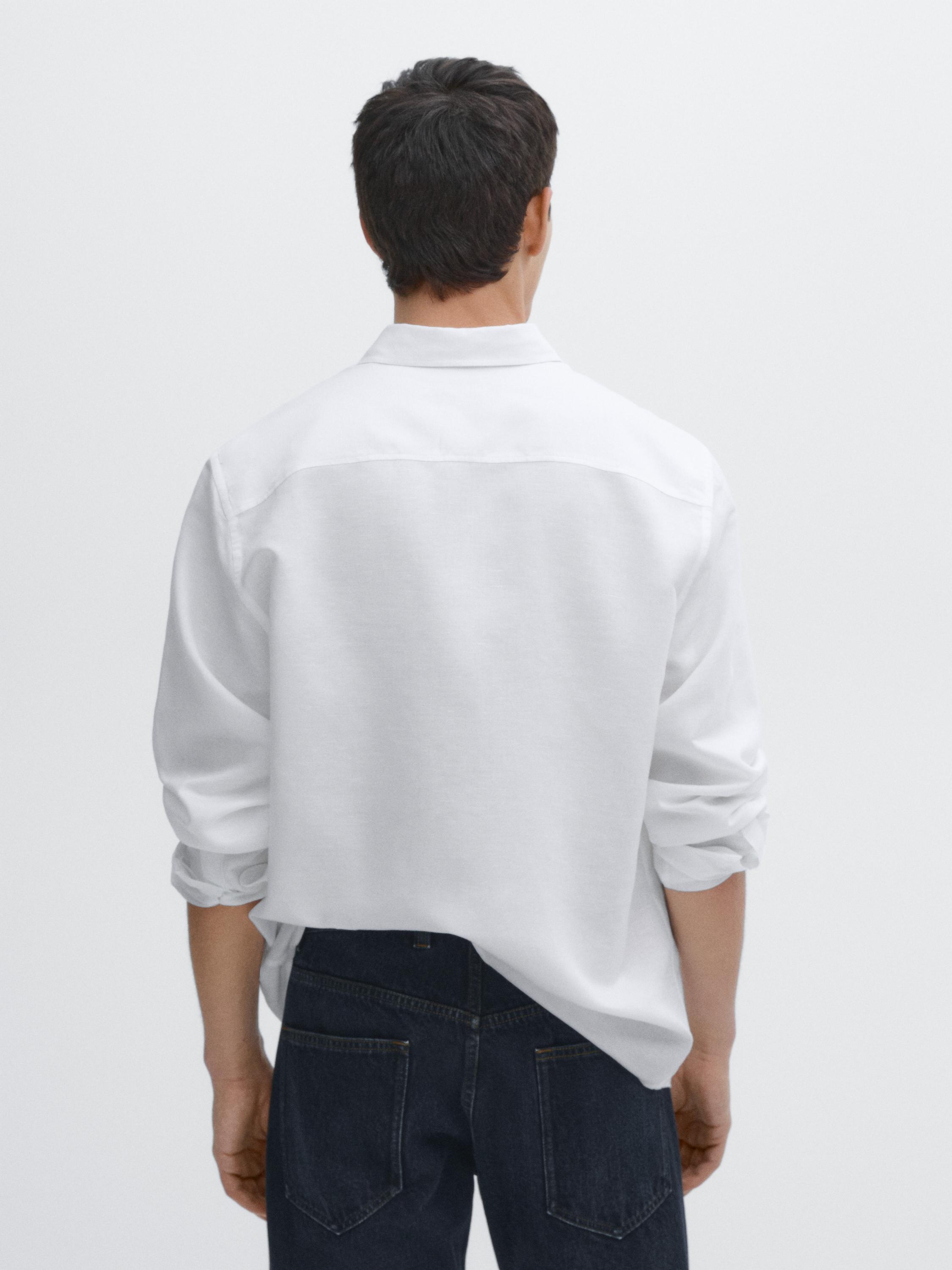 Regular fit cotton blend shirt