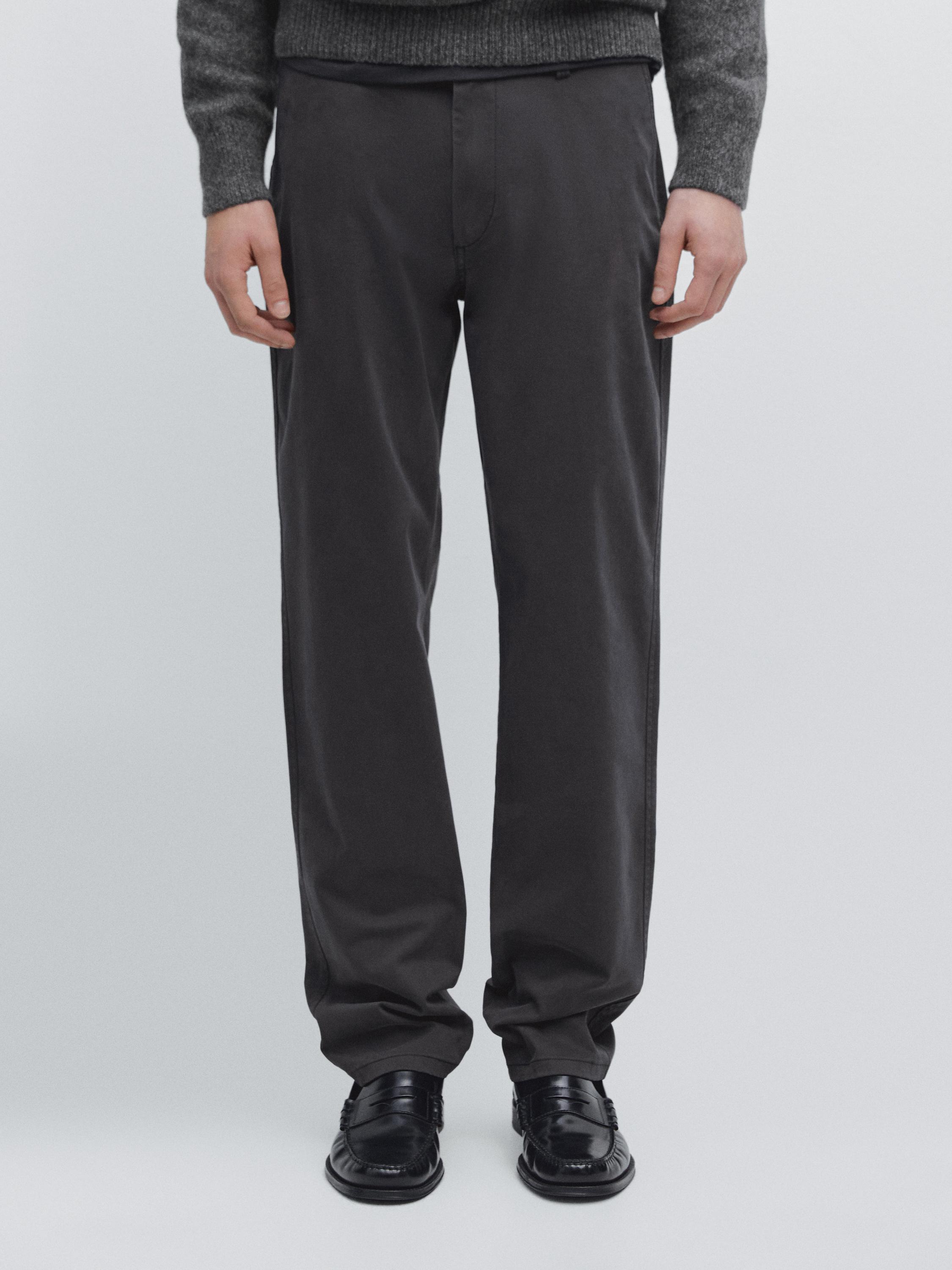 Tapered fit brushed trousers