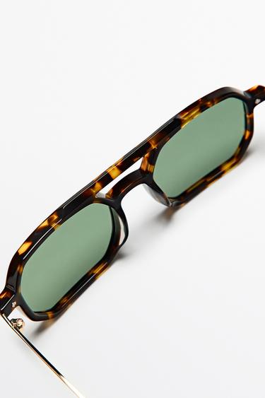 Double-bridge tortoiseshell sunglasses — BROWN 3