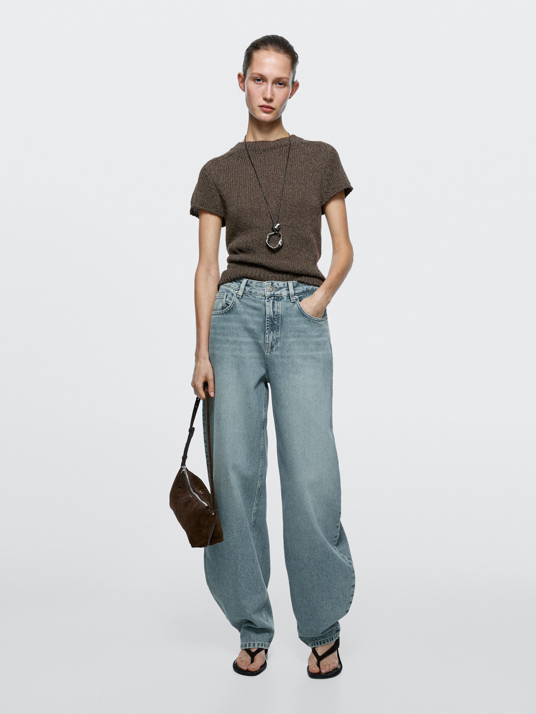 High-waist barrel fit jeans — Light Blue