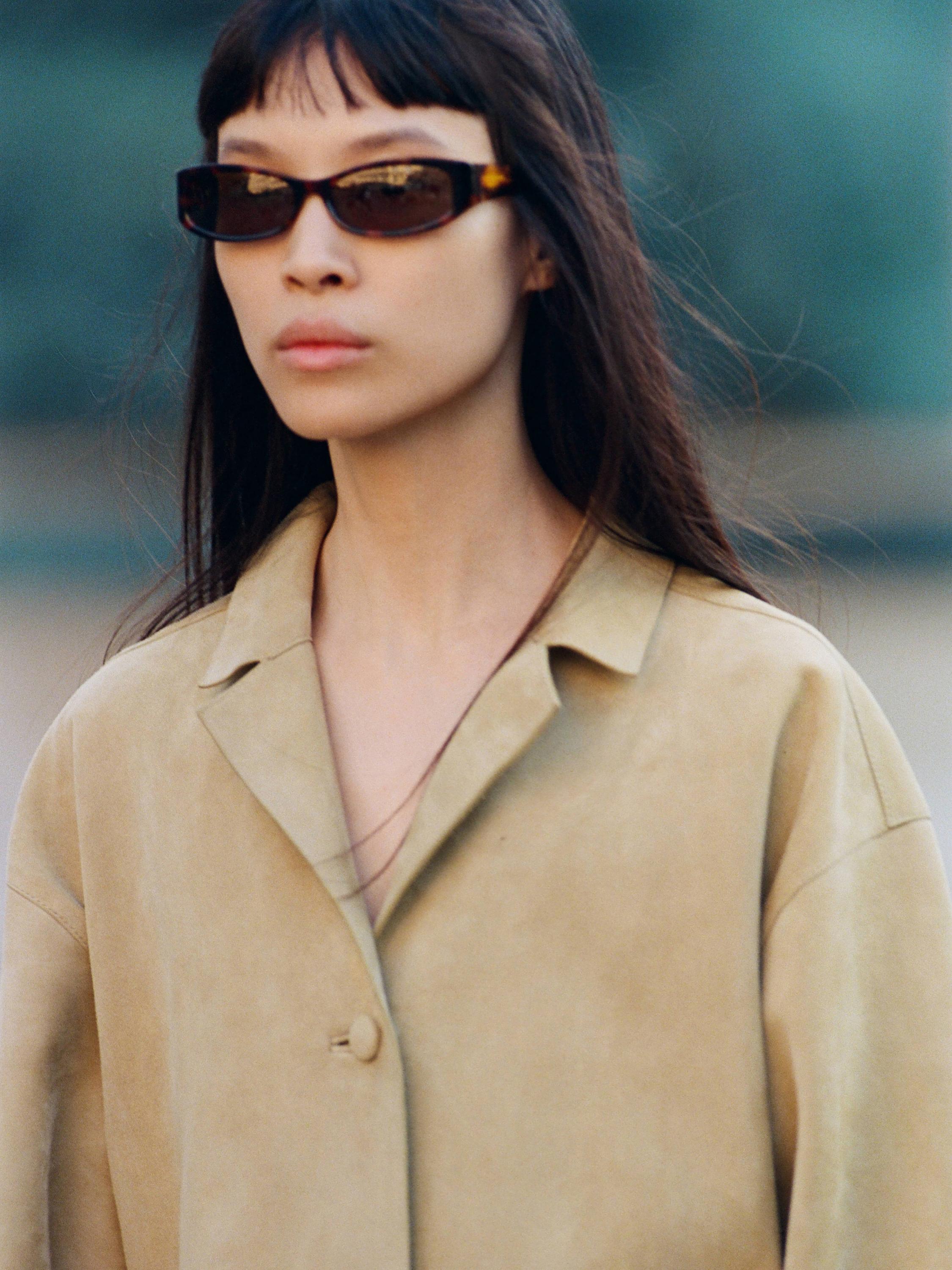 Long suede leather coat