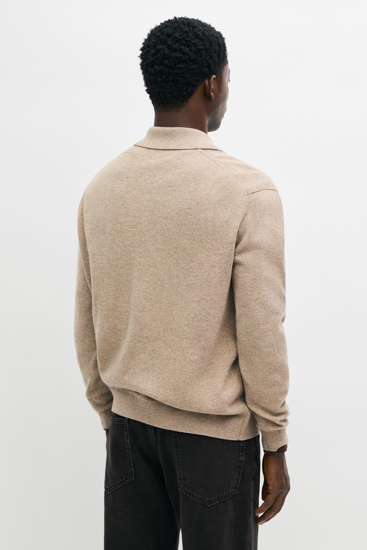 100% wool knit polo sweater — Washed