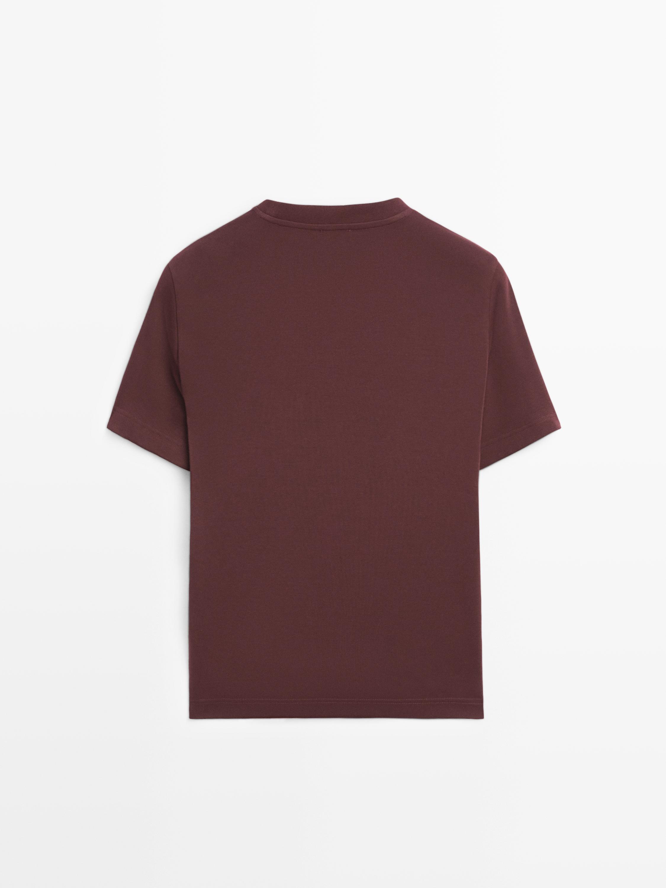 100% cotton interlock crew neck T-shirt — BURGUNDY