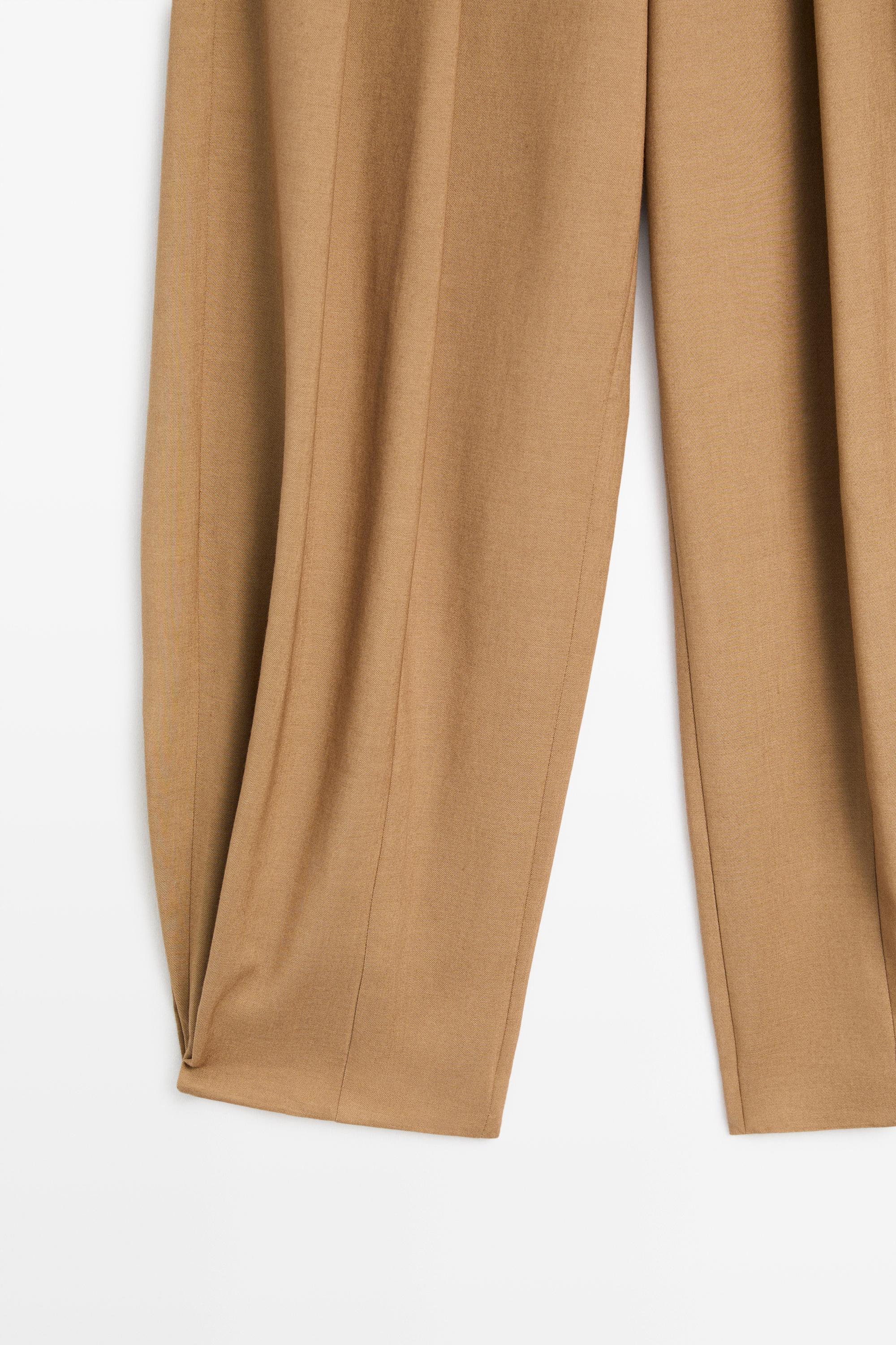 Pleated wool-blend pants — CAMEL
