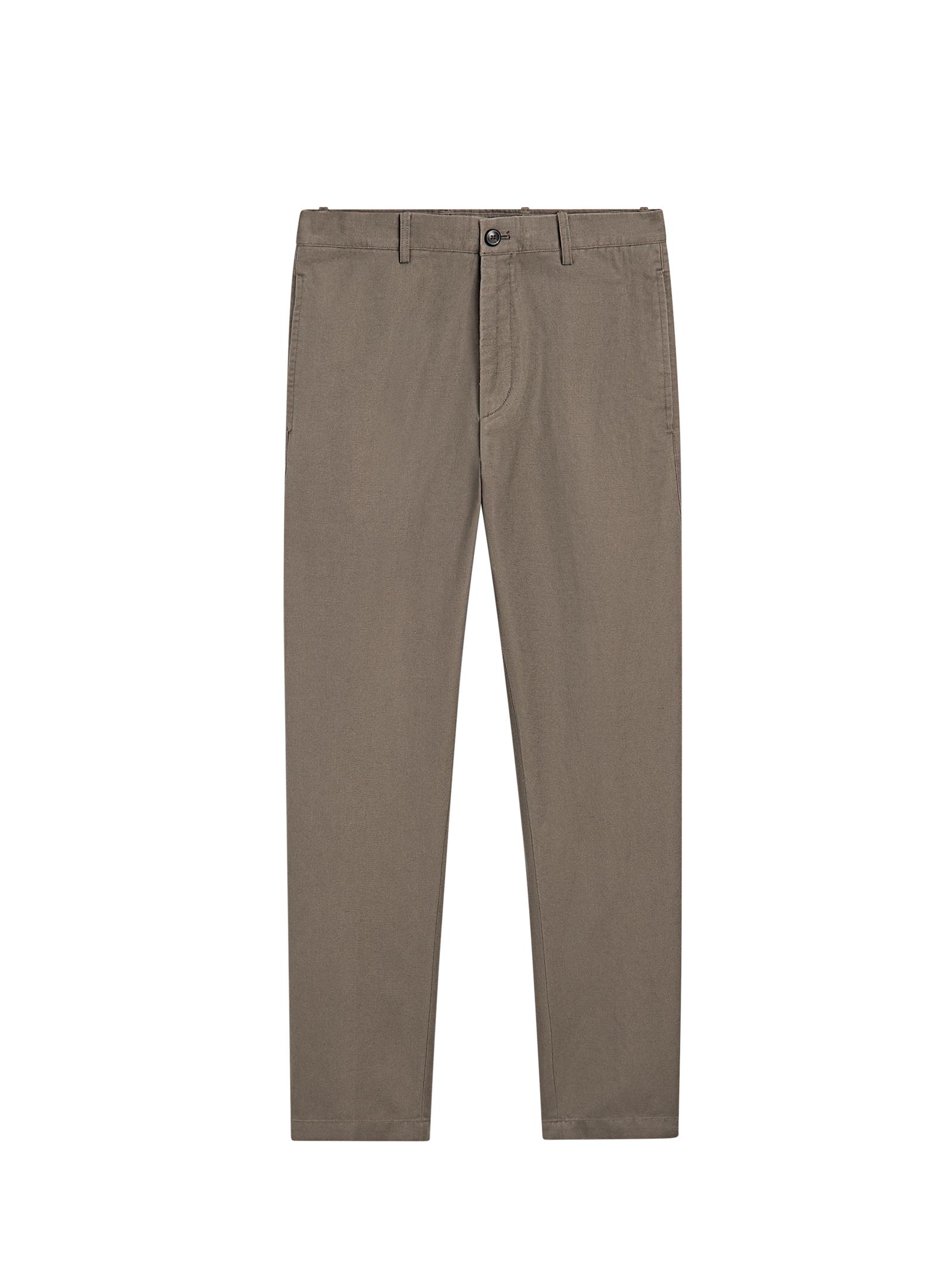Cotton and linen tapered fit trousers — MOLE BROWN