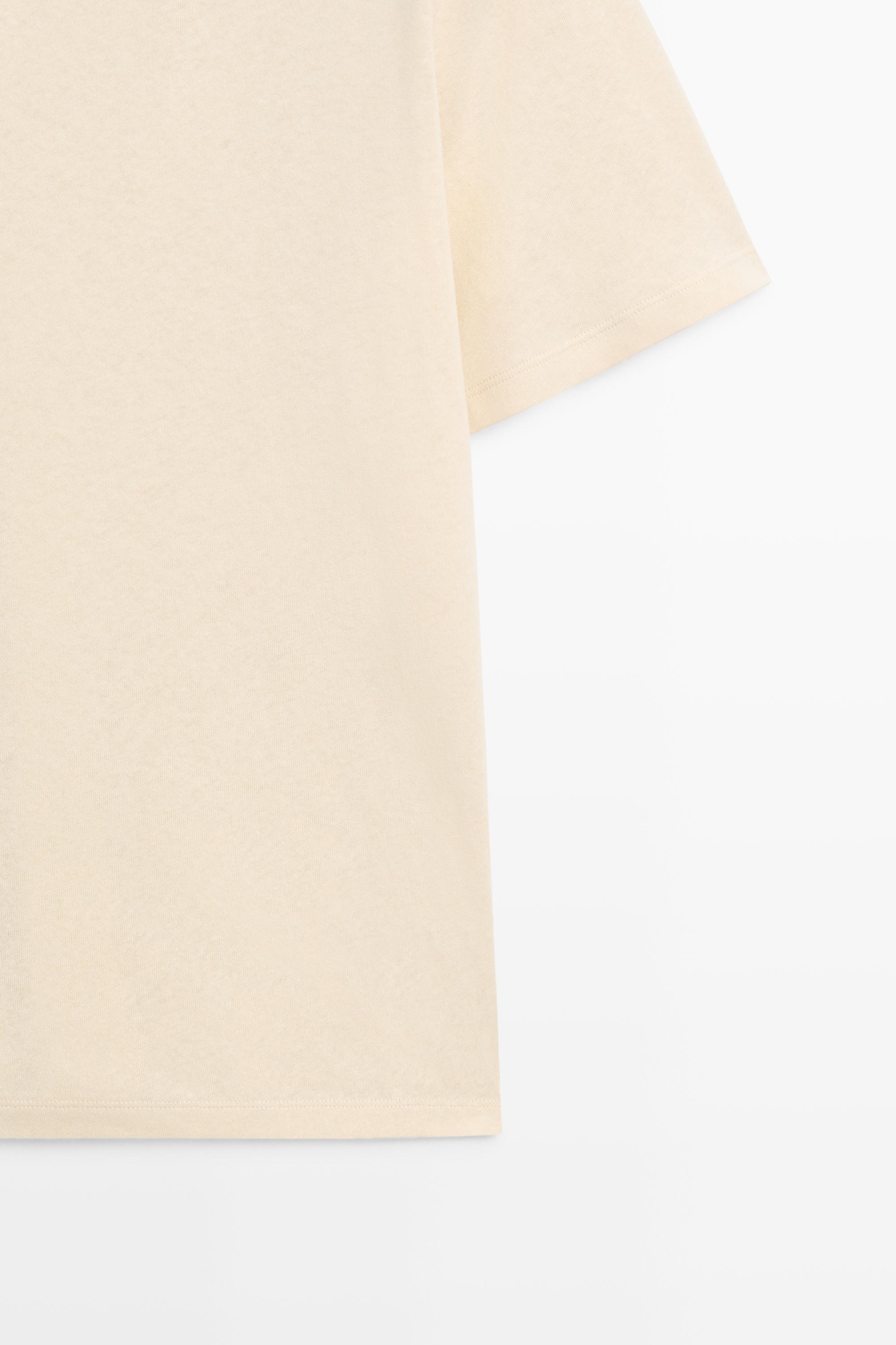 Short sleeve linen and cotton T-shirt — YELLOW