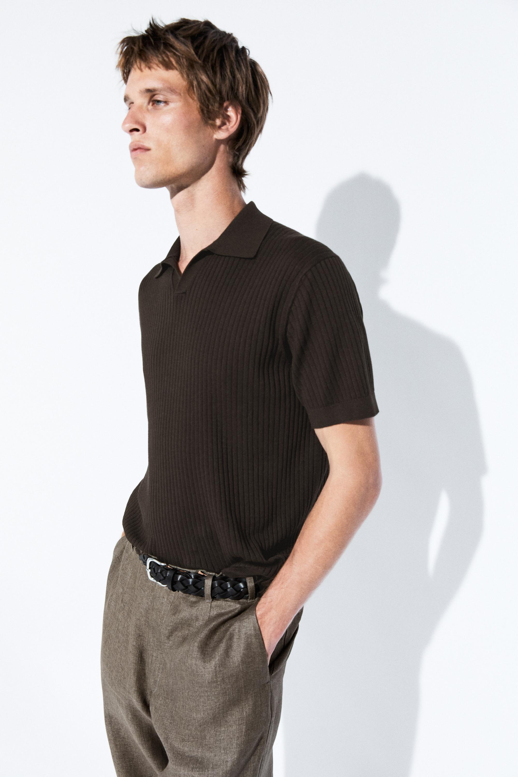 100% cotton ribbed knit polo sweater