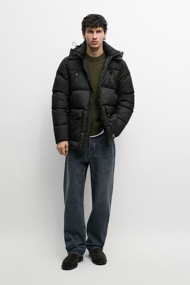 Down jacket with pocket detail — CHARCOAL 1