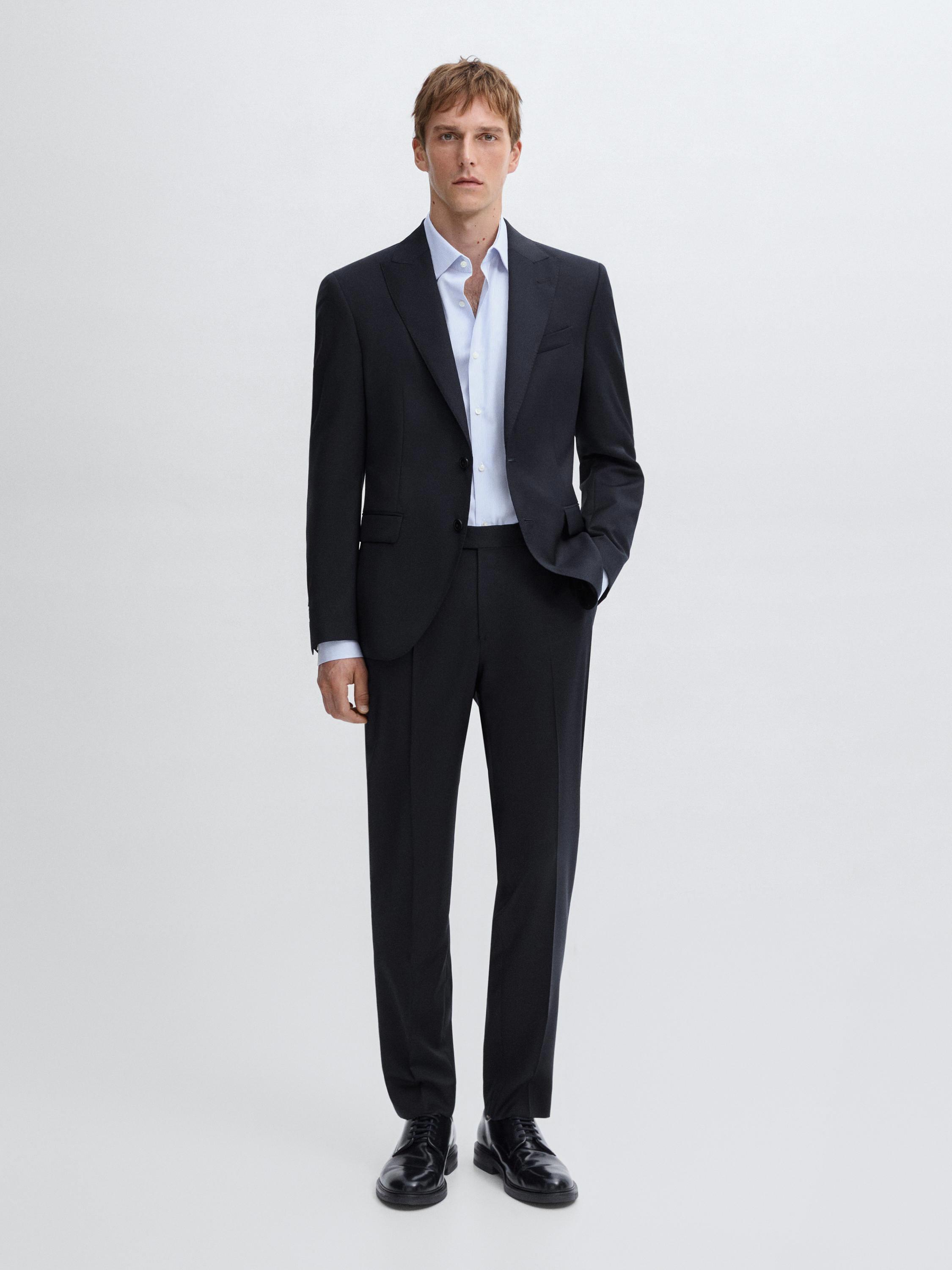 Plain 100% wool suit blazer