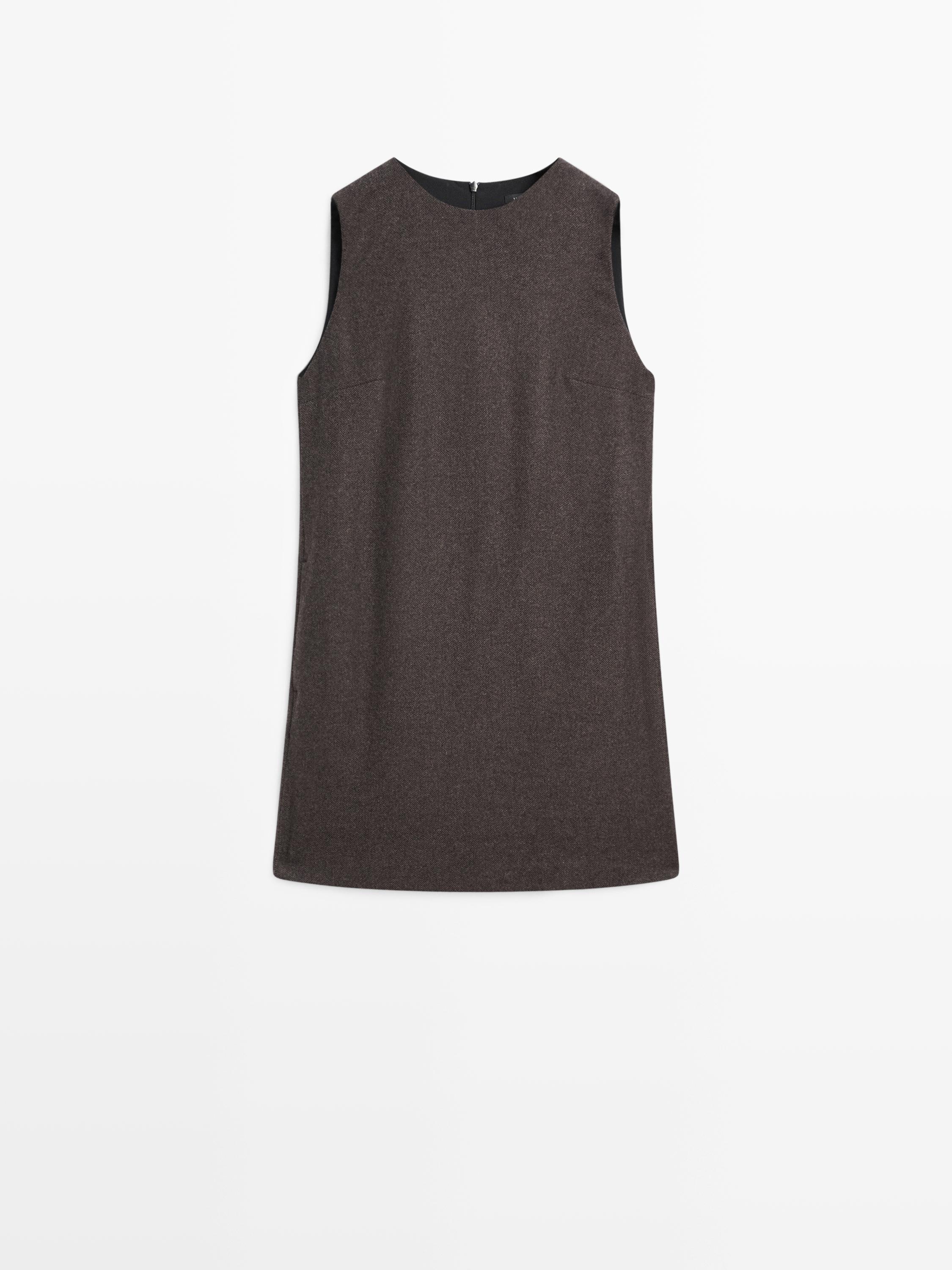 Herringbone mini dress with pockets