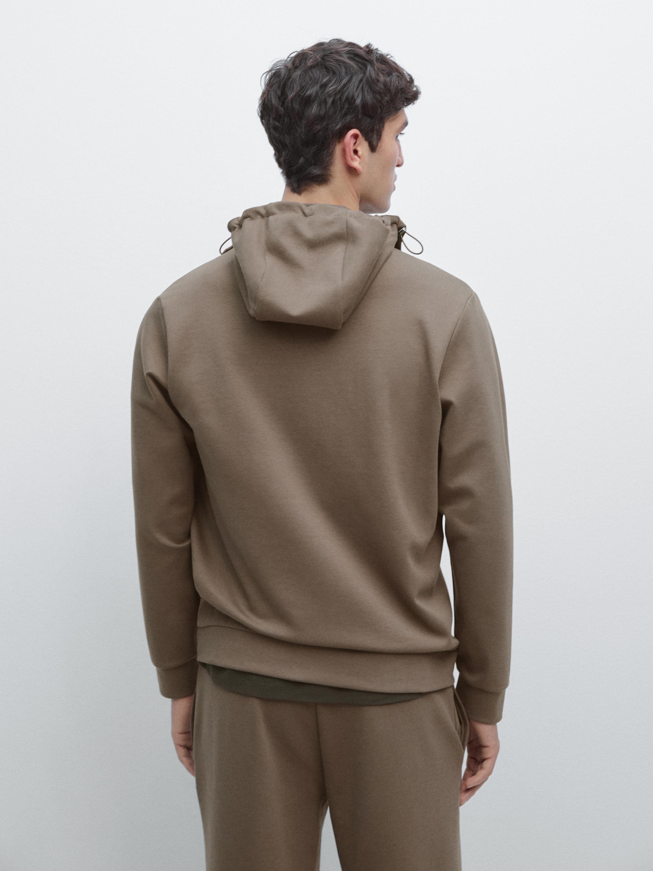 Cotton blend hooded jacket — KHAKI