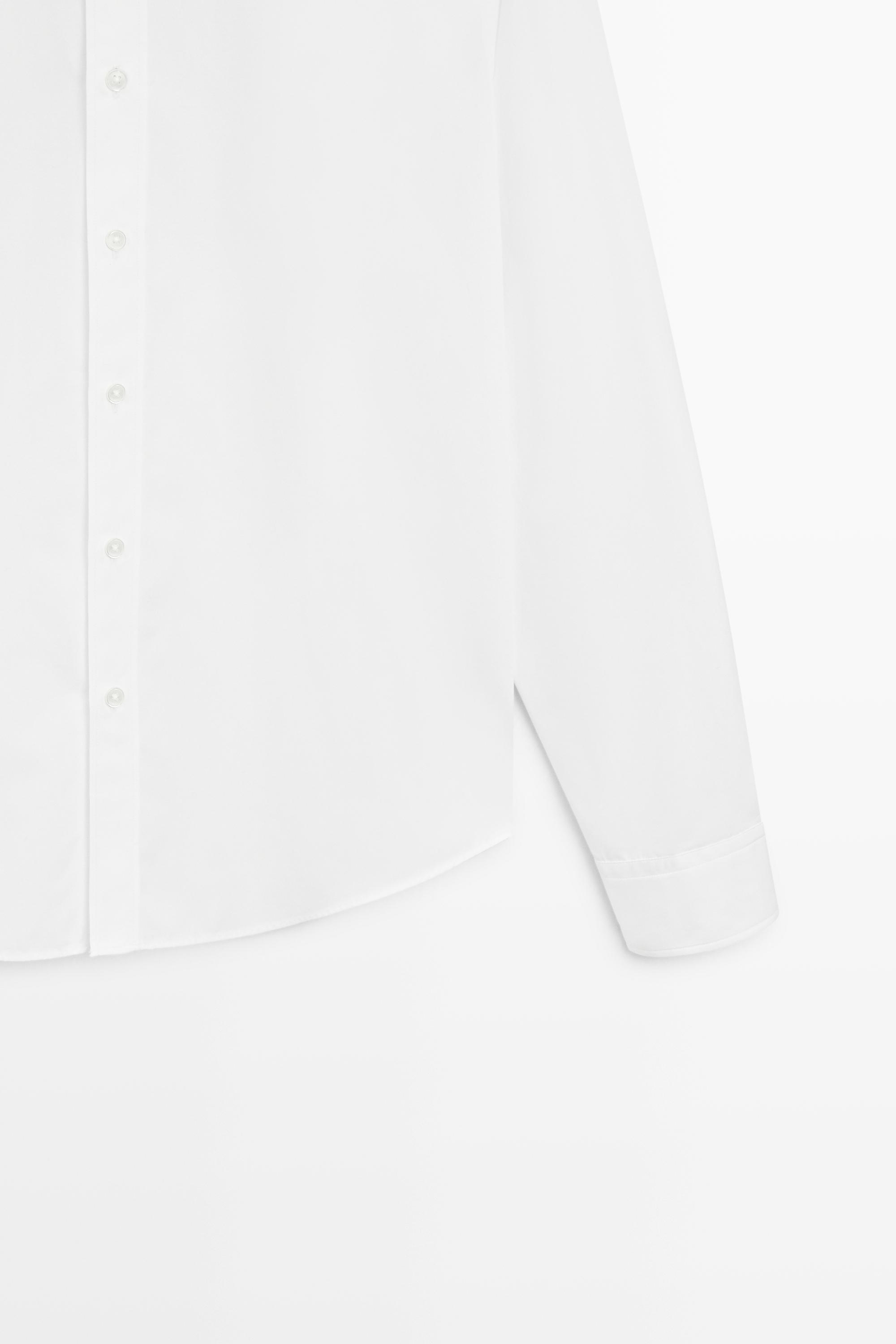 100% cotton regular fit poplin shirt — WHITE