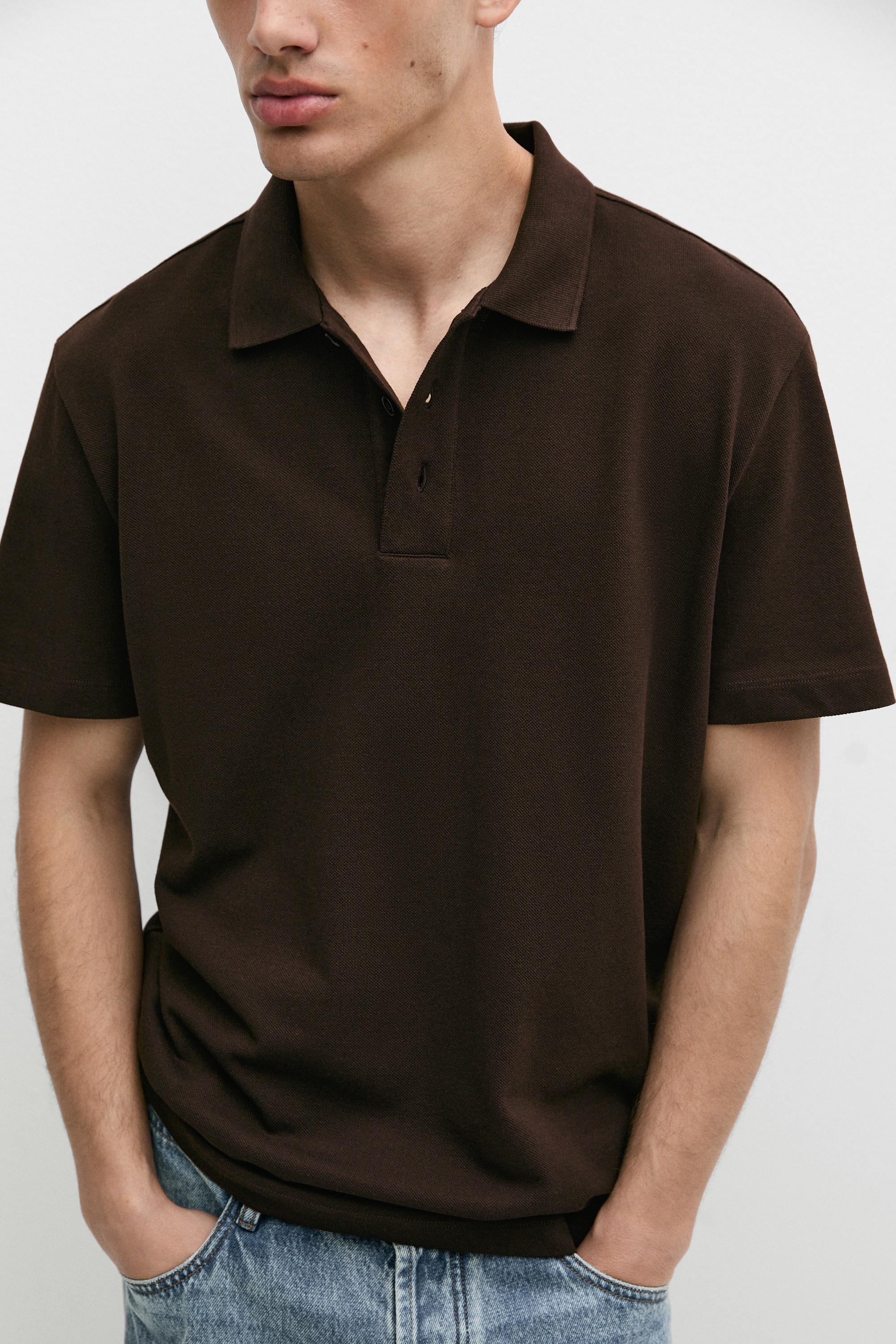 Piqué 100% cotton polo shirt — Chocolate