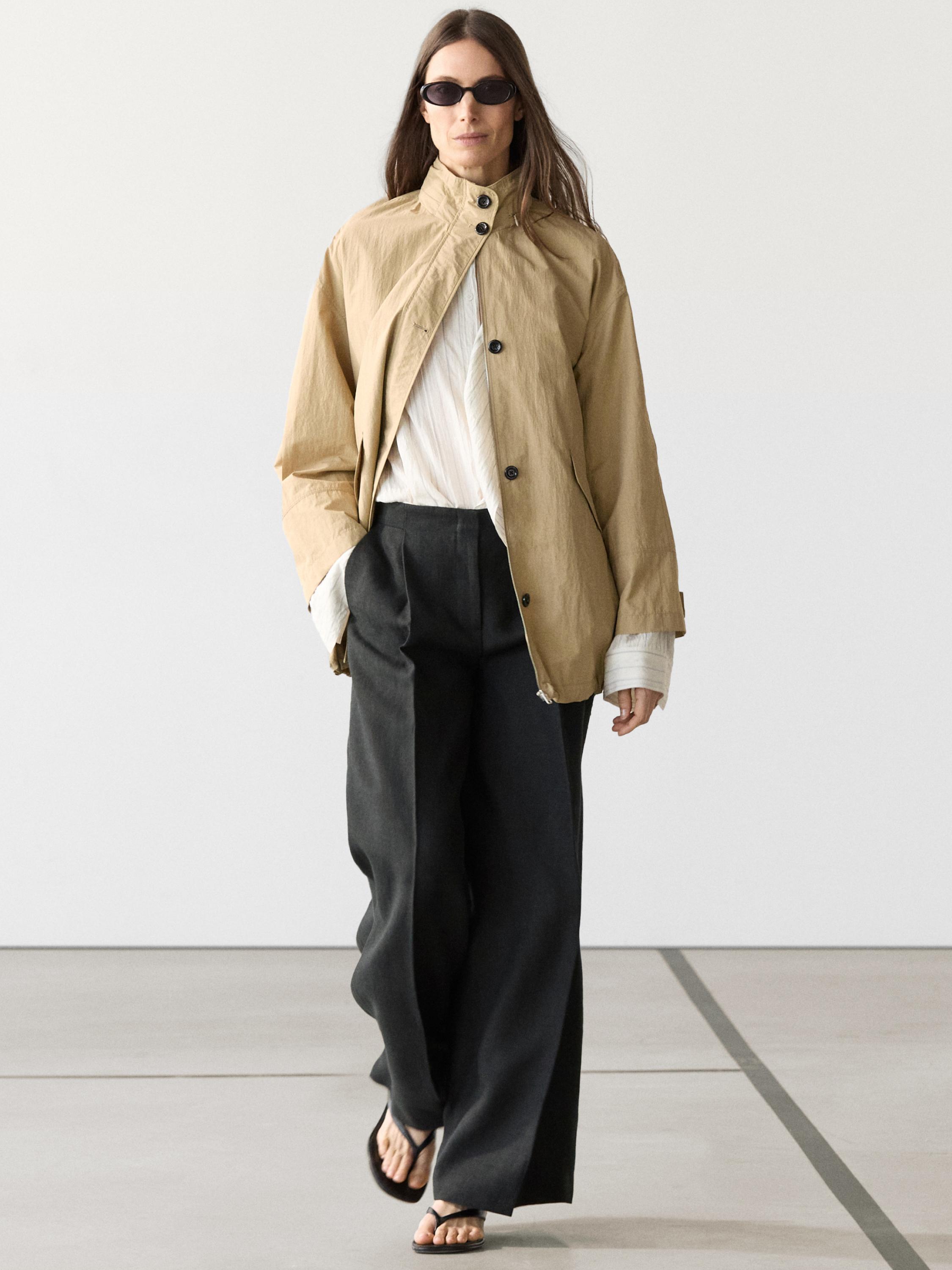 Flowing linen suit trousers — BLACK