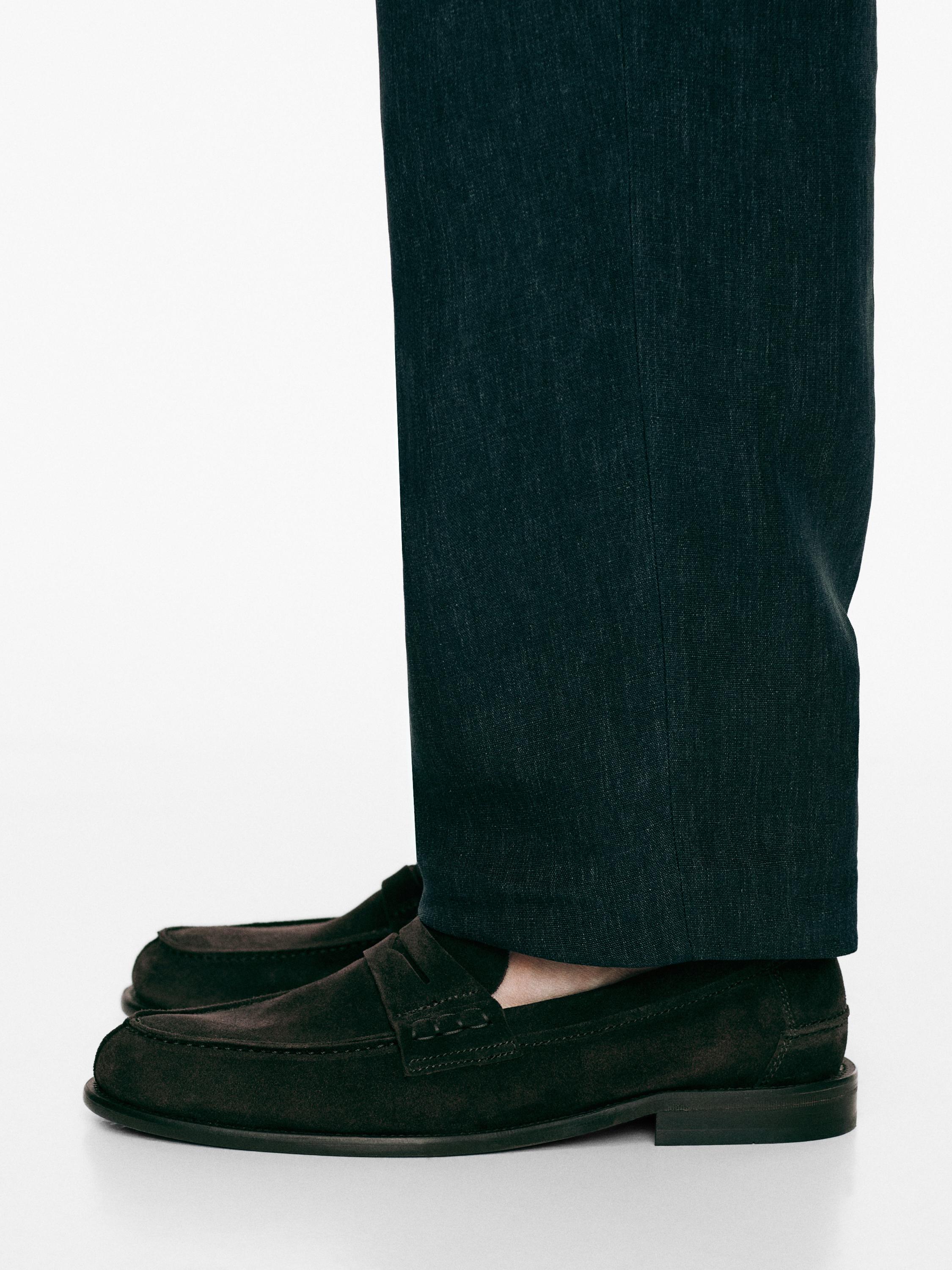 Leather loafers with penny strap — BROWN