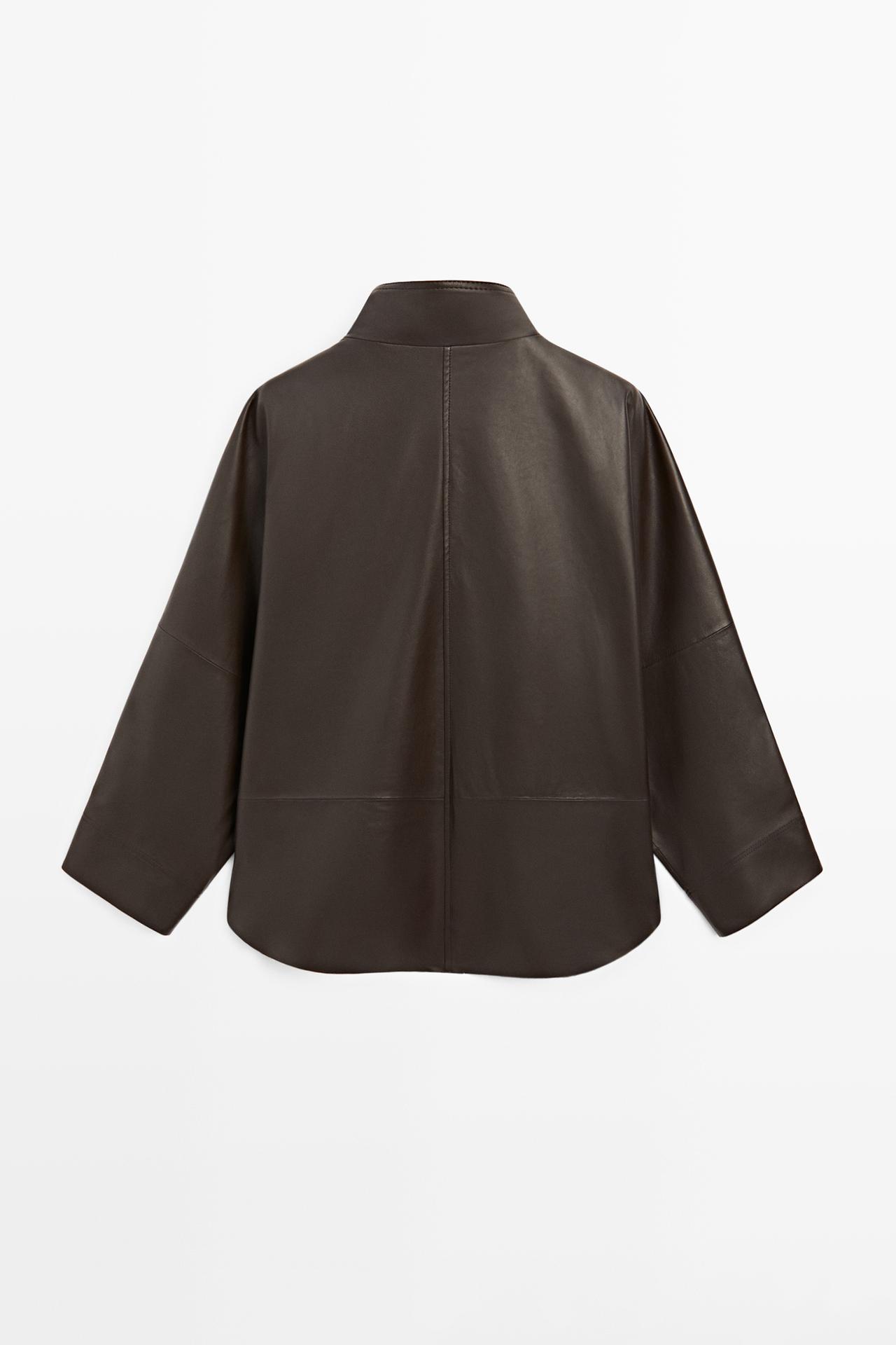 Nappa leather cape jacket — BROWN