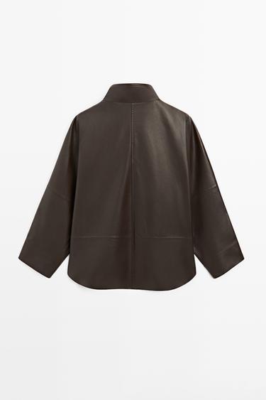 Nappa leather cape jacket — BROWN 6