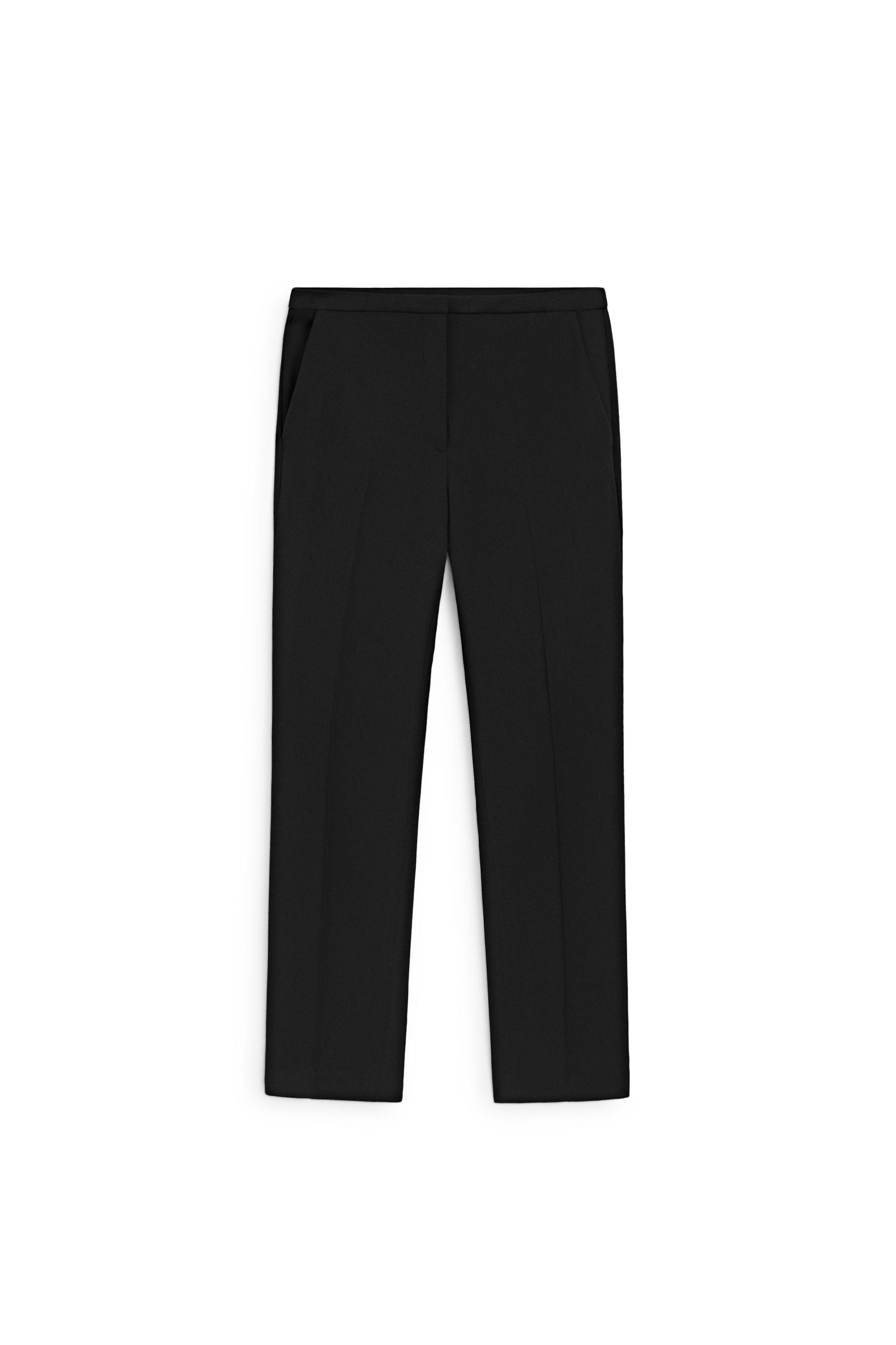 Wool blend waistband trousers — BLACK