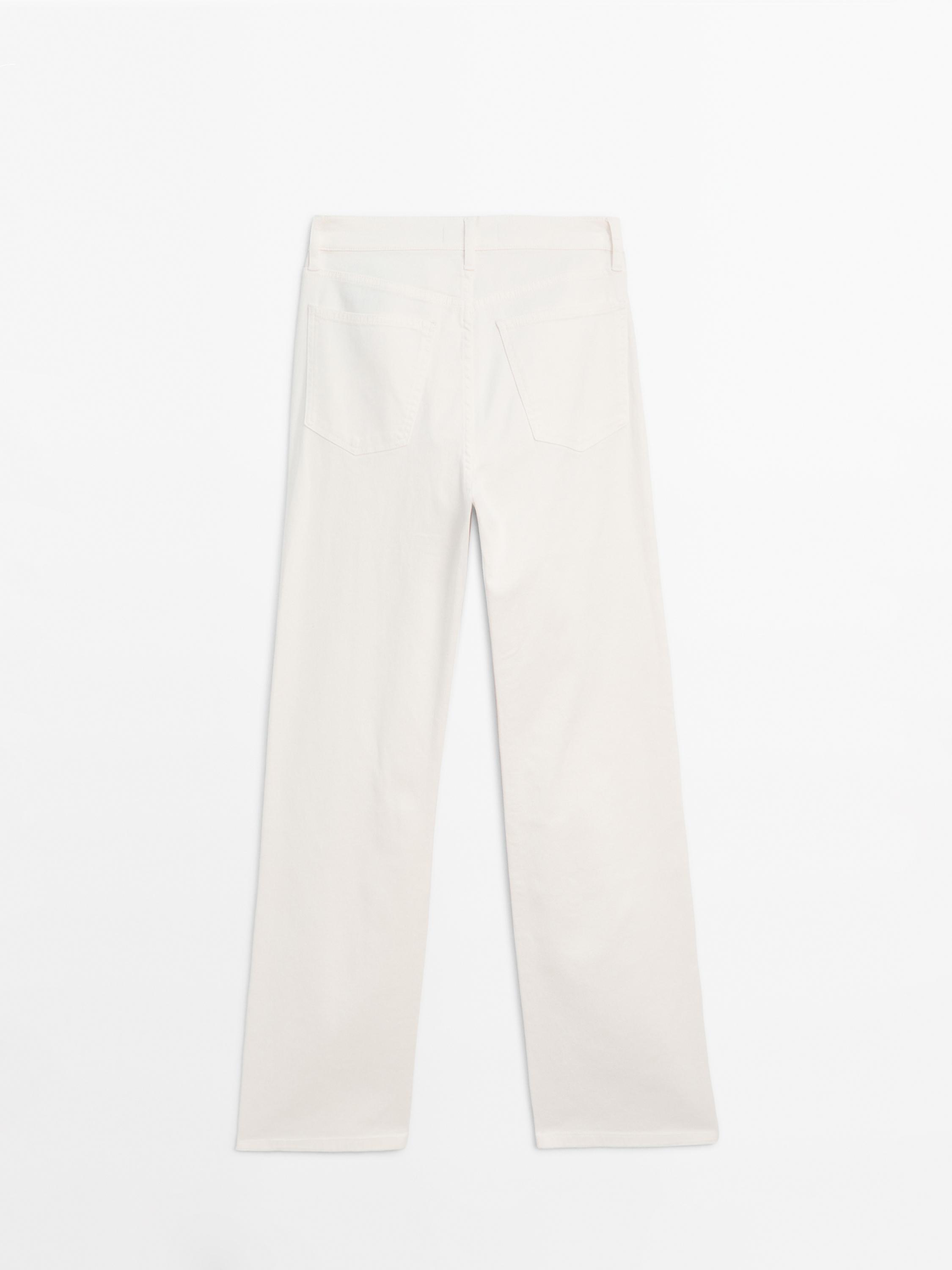 High-waist straight fit denim trousers