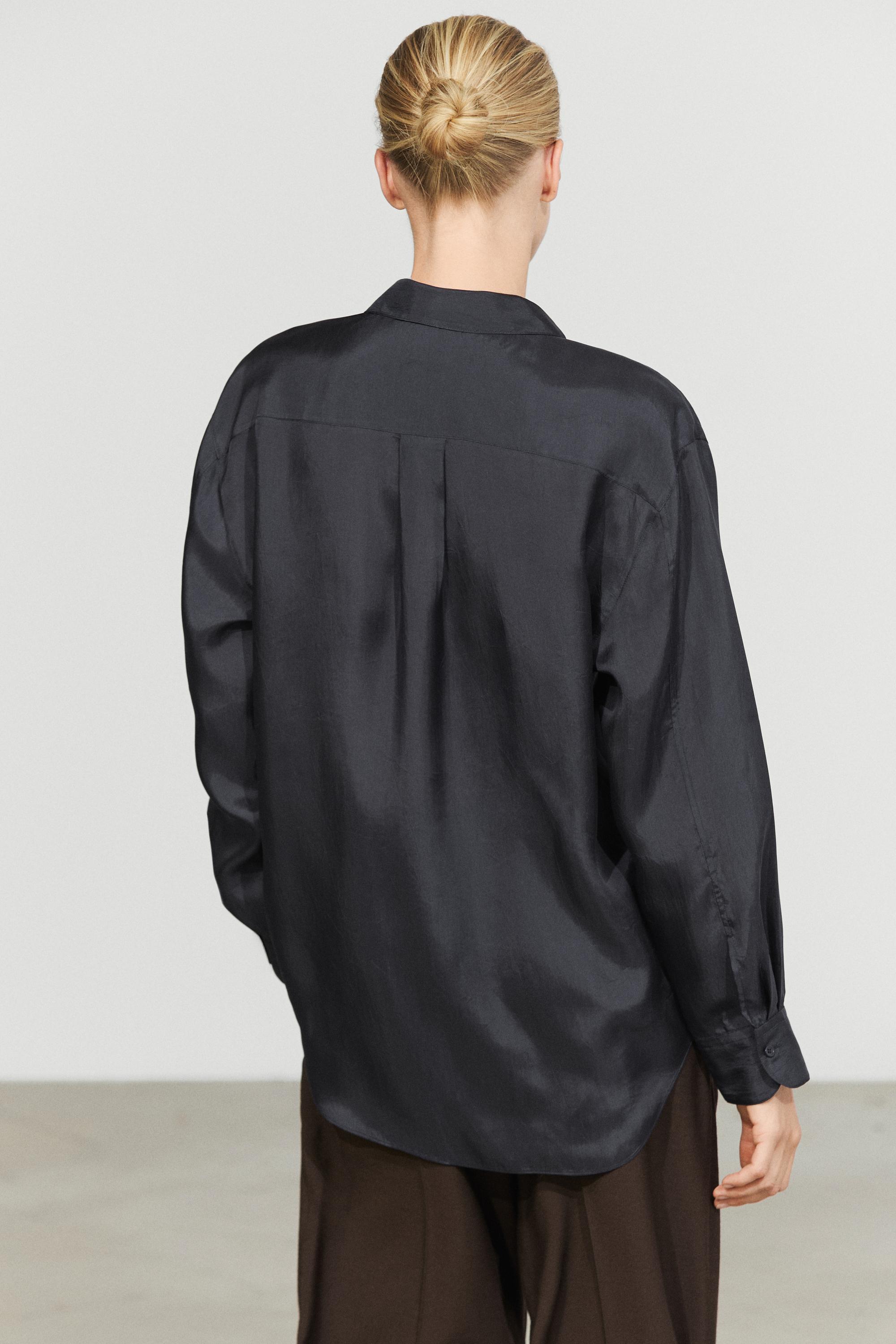 Flowing shirt with pocket detail — NAVY BLUE