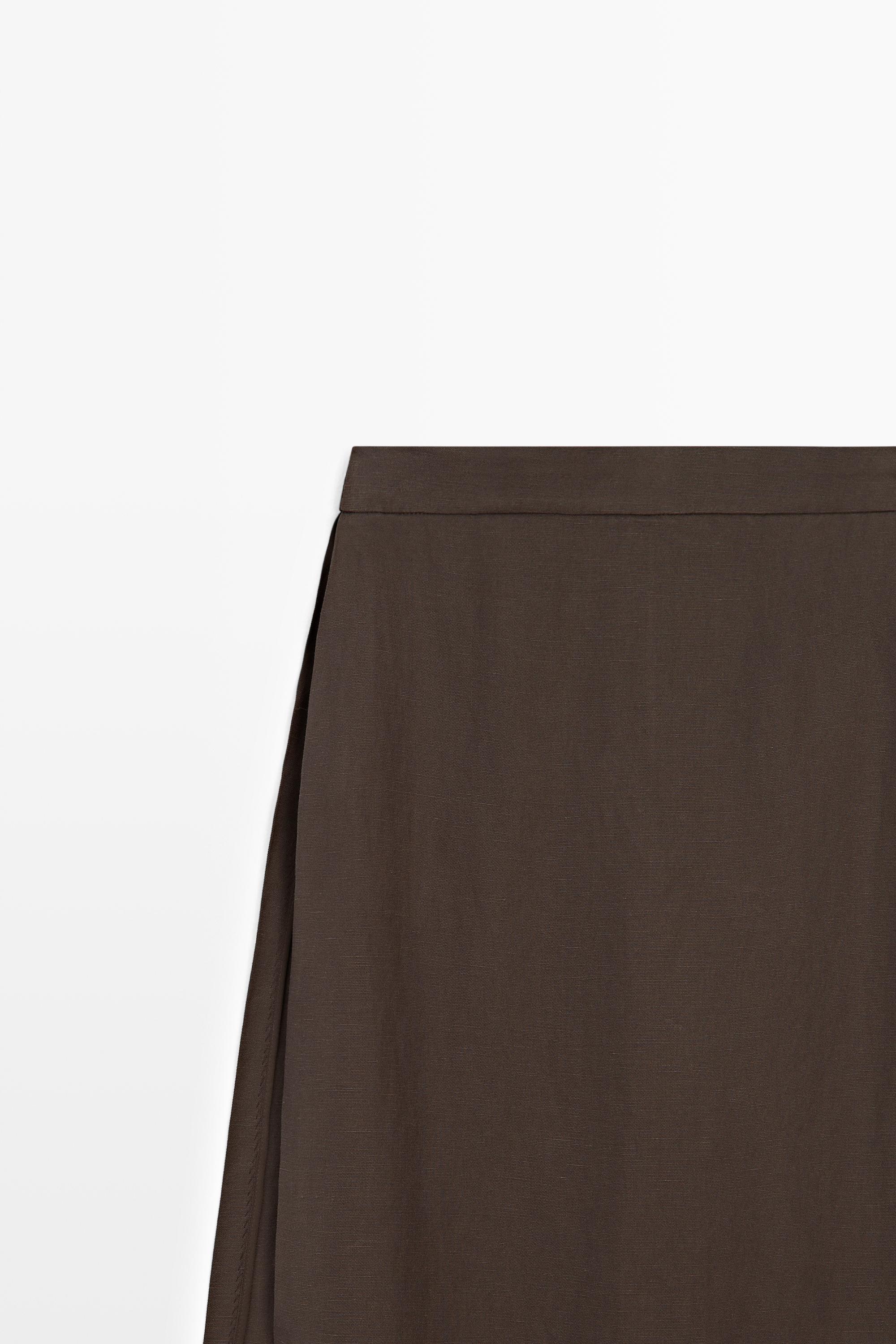 Flowing trousers with skirt detail — Chocolate