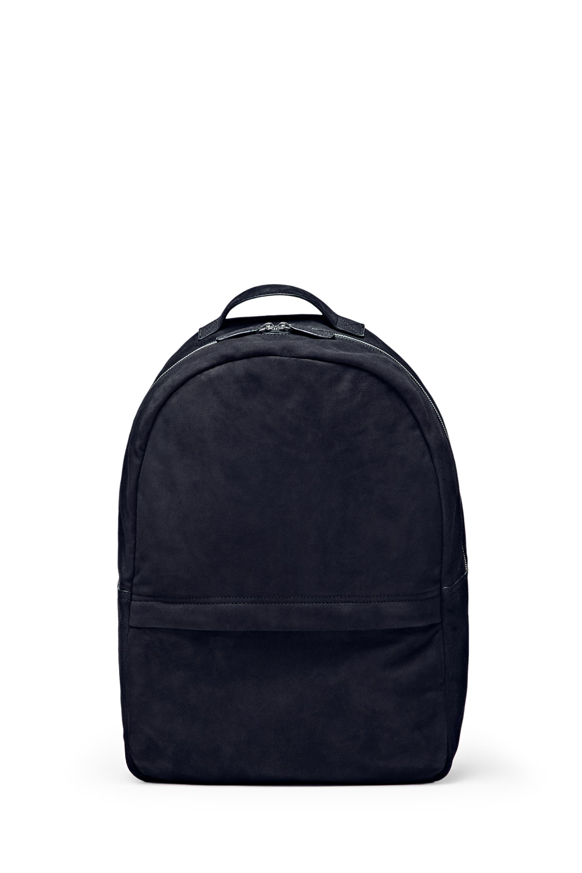 Suede leather backpack — NAVY BLUE