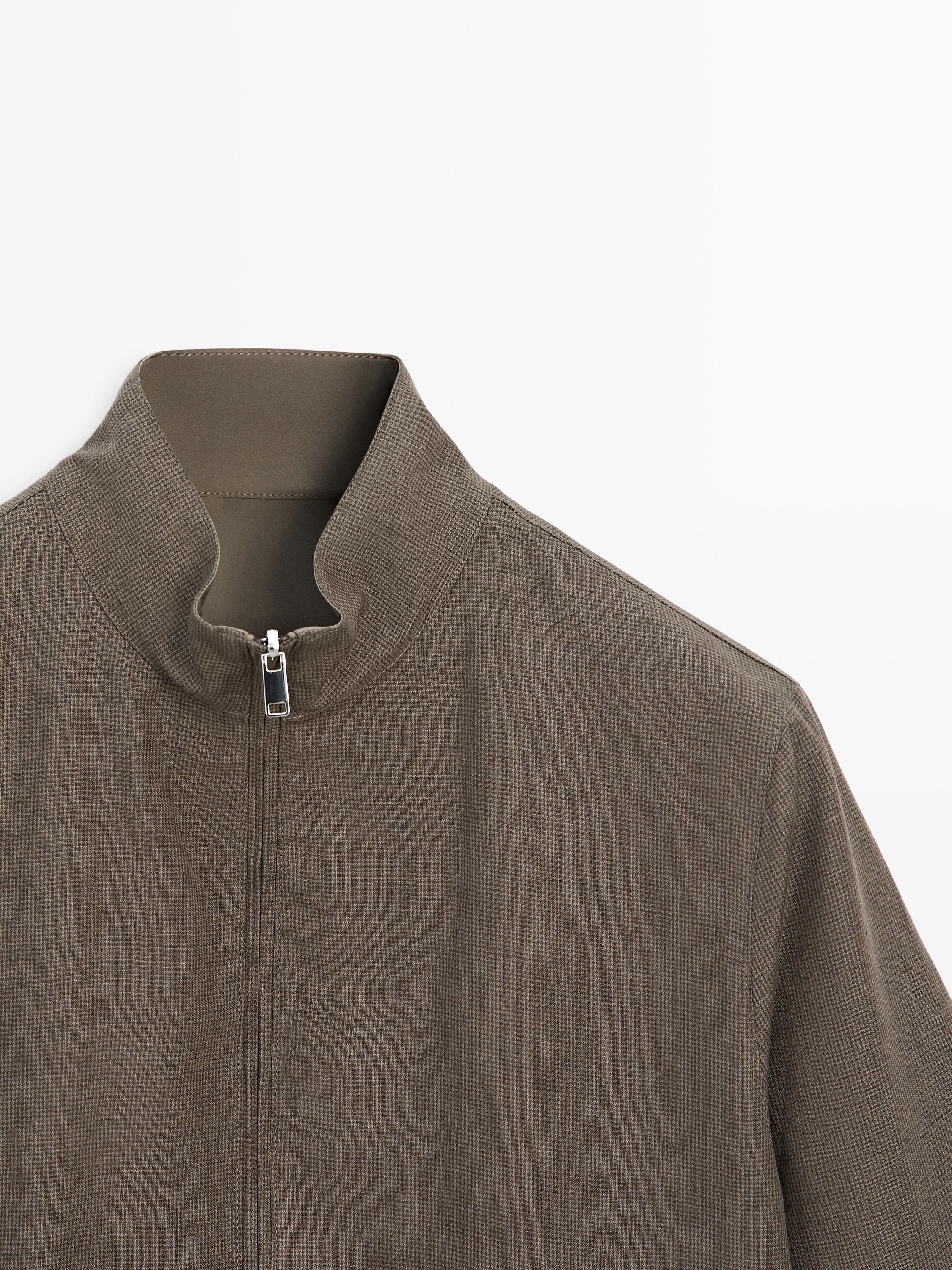 Short reversible linen blend jacket — MINK
