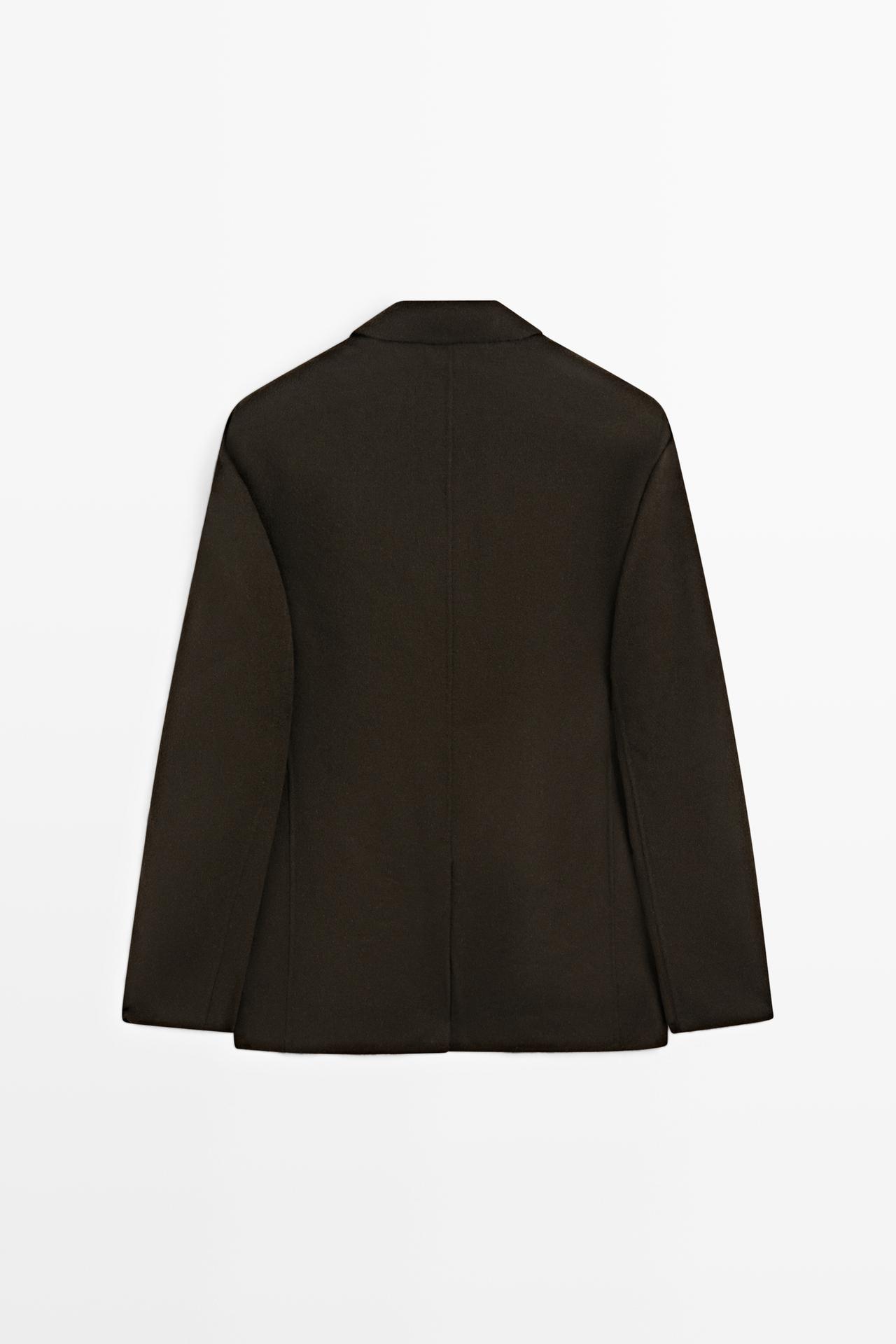 Double-layer wool blend blazer — Chocolate
