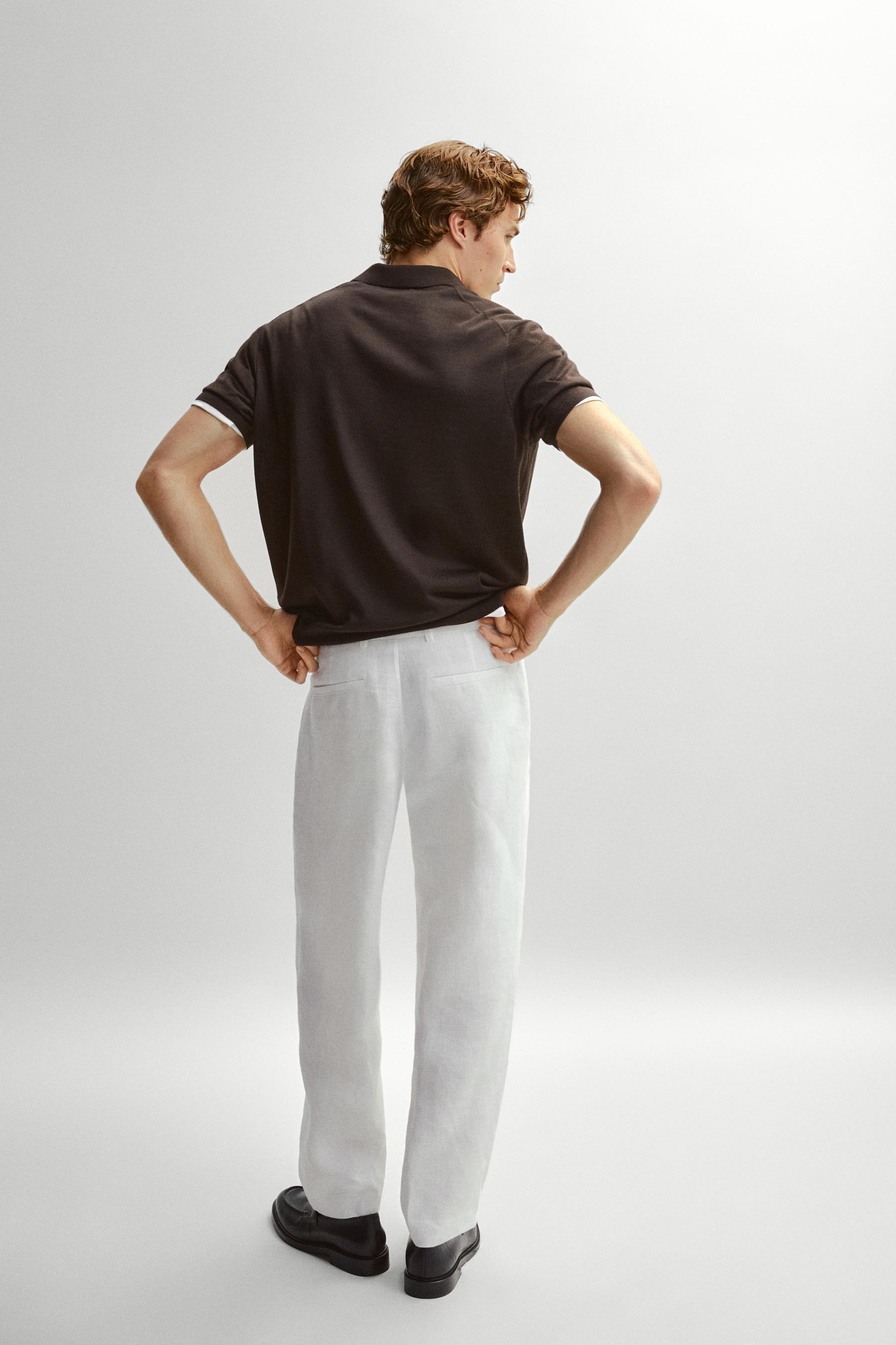 Short sleeve wool blend knit polo shirt — BROWN