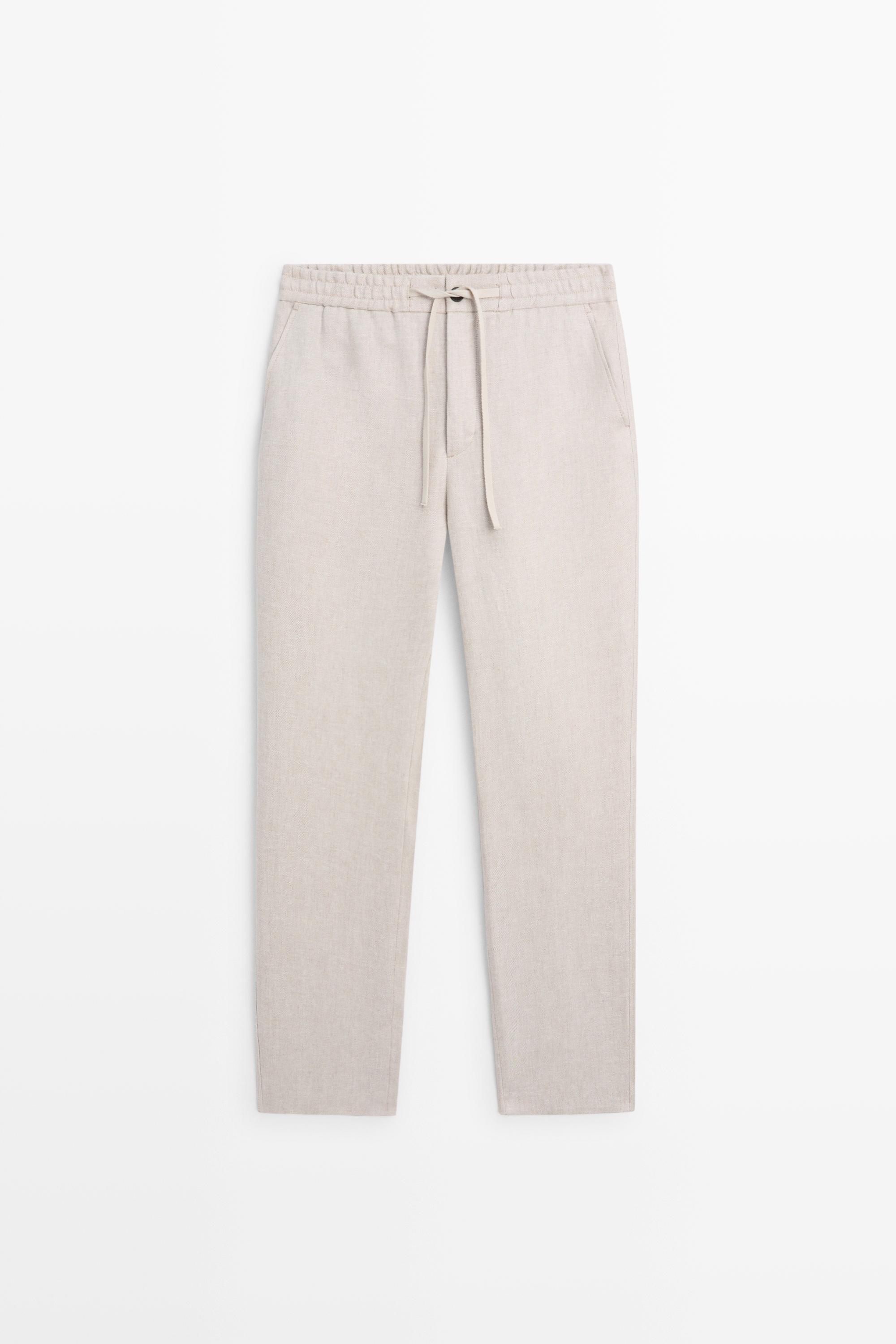 100% linen textured co-ord pants — CREAM