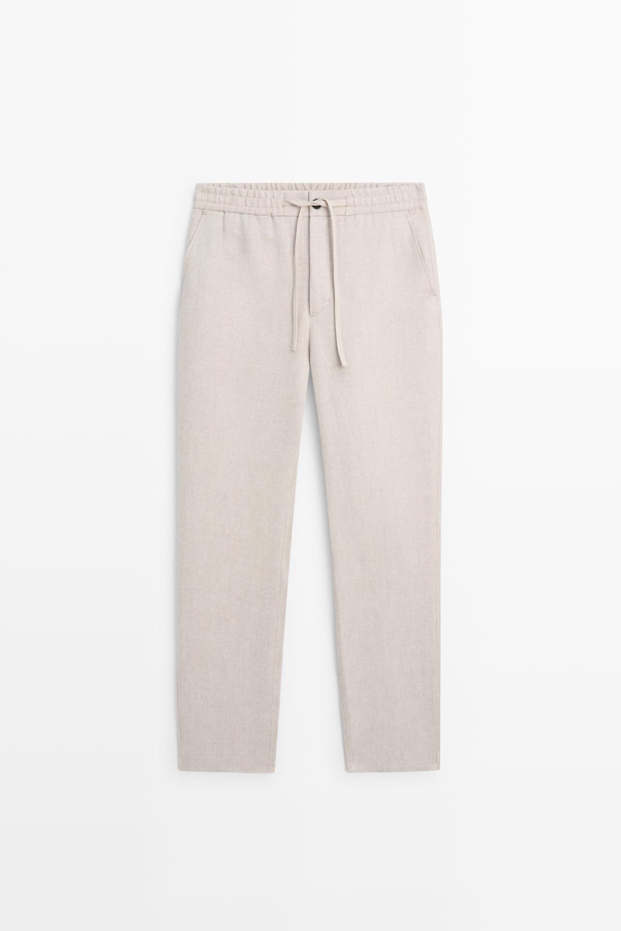 100% linen textured co-ord pants — CREAM