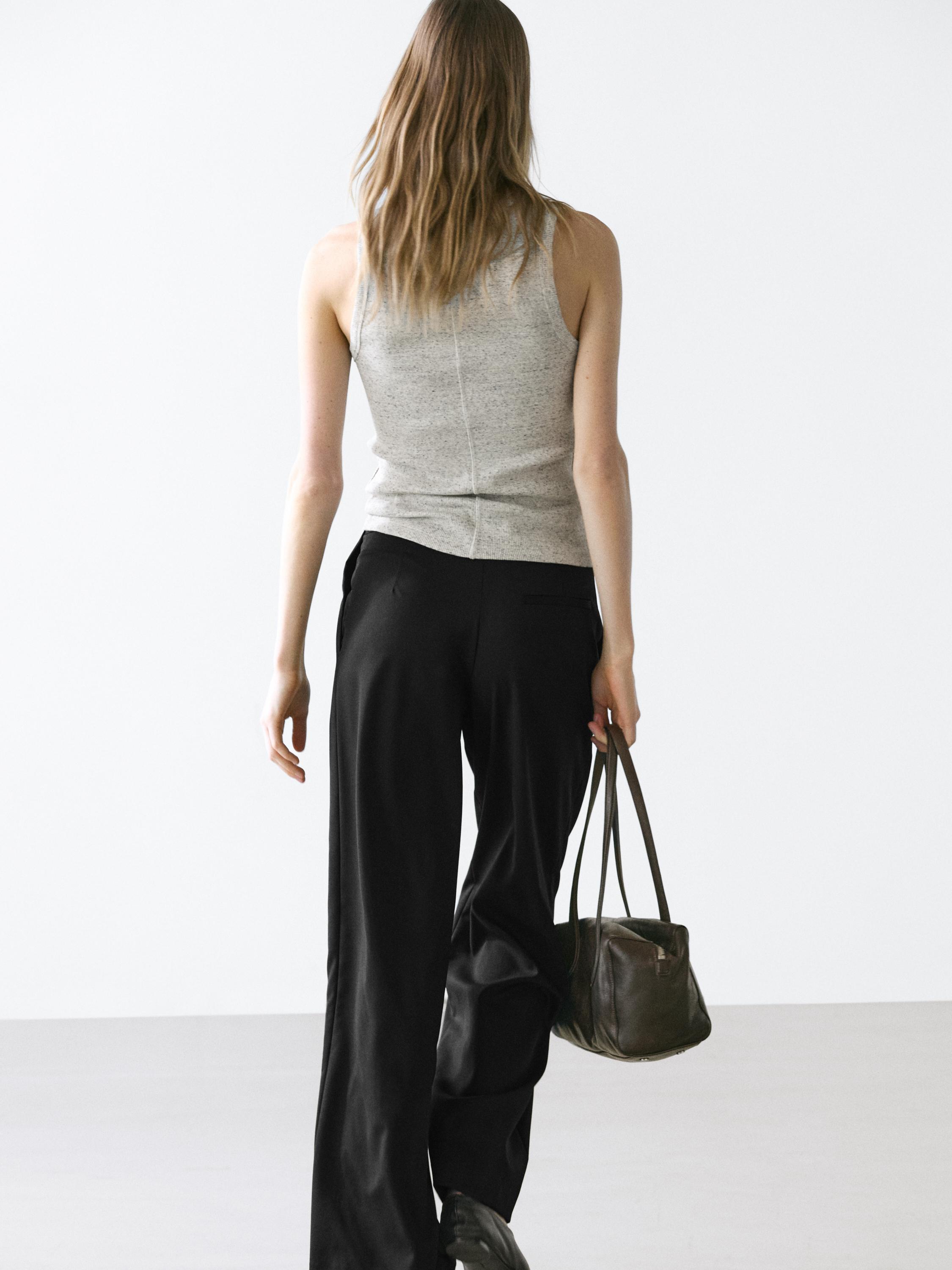 Extra fine wool pleated pants — BLACK