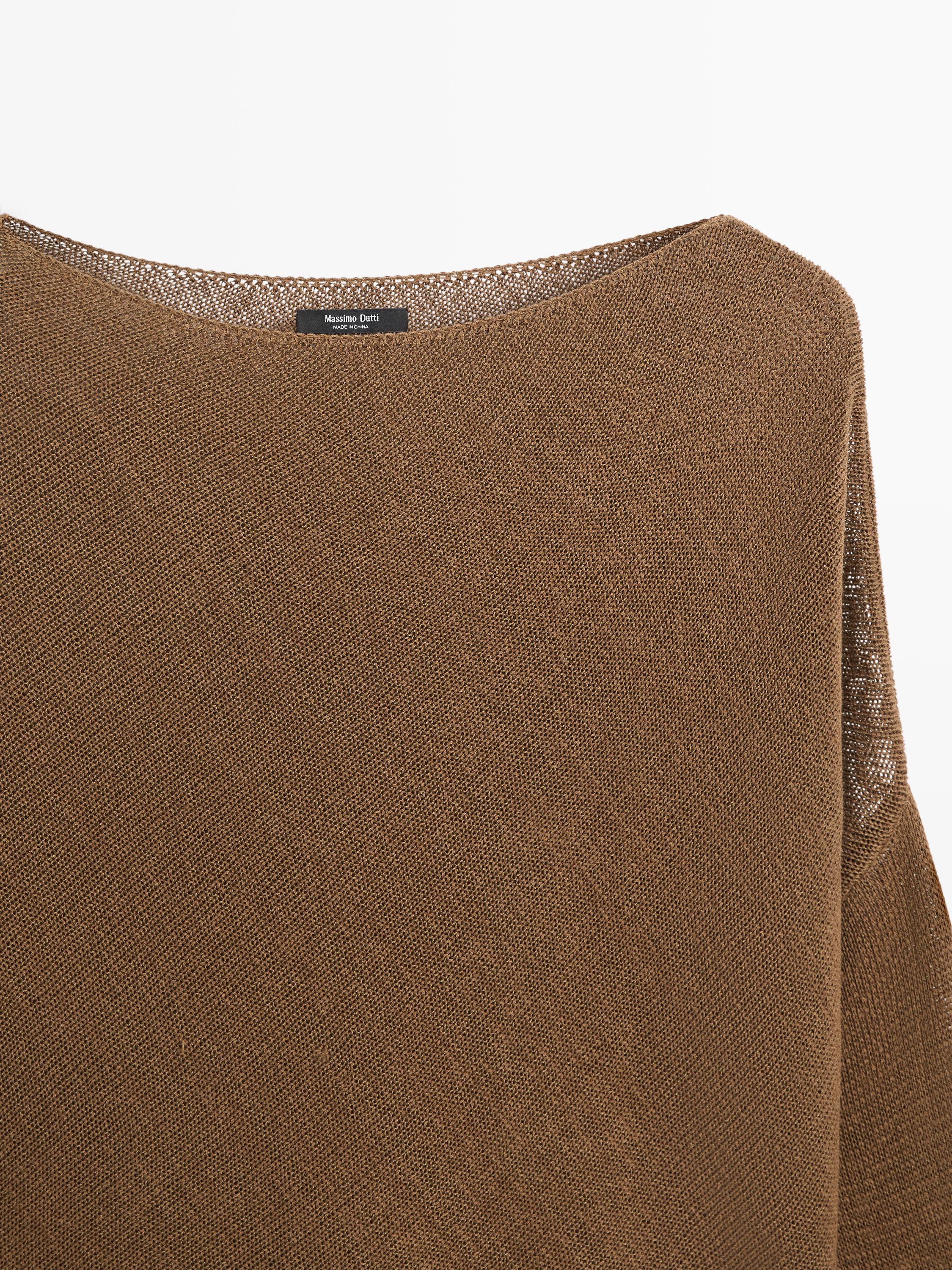 Asymmetric knit cape sweater — Tobacco brown