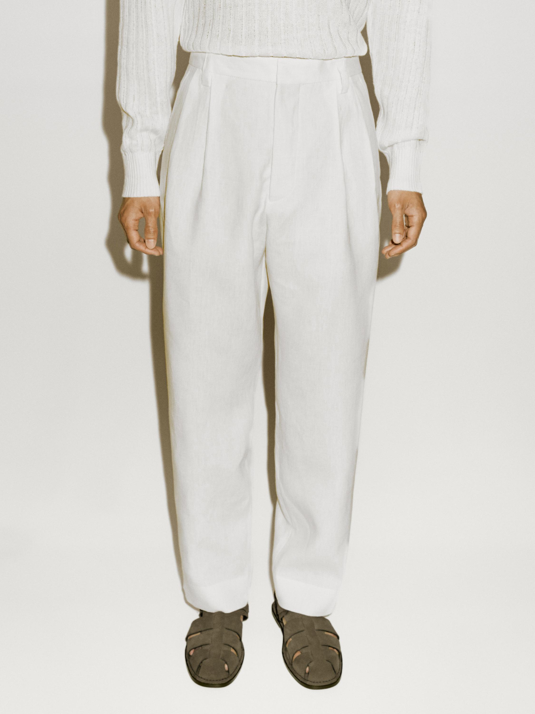 Pantaloni con doppia pince 100% lino - Limited Edition