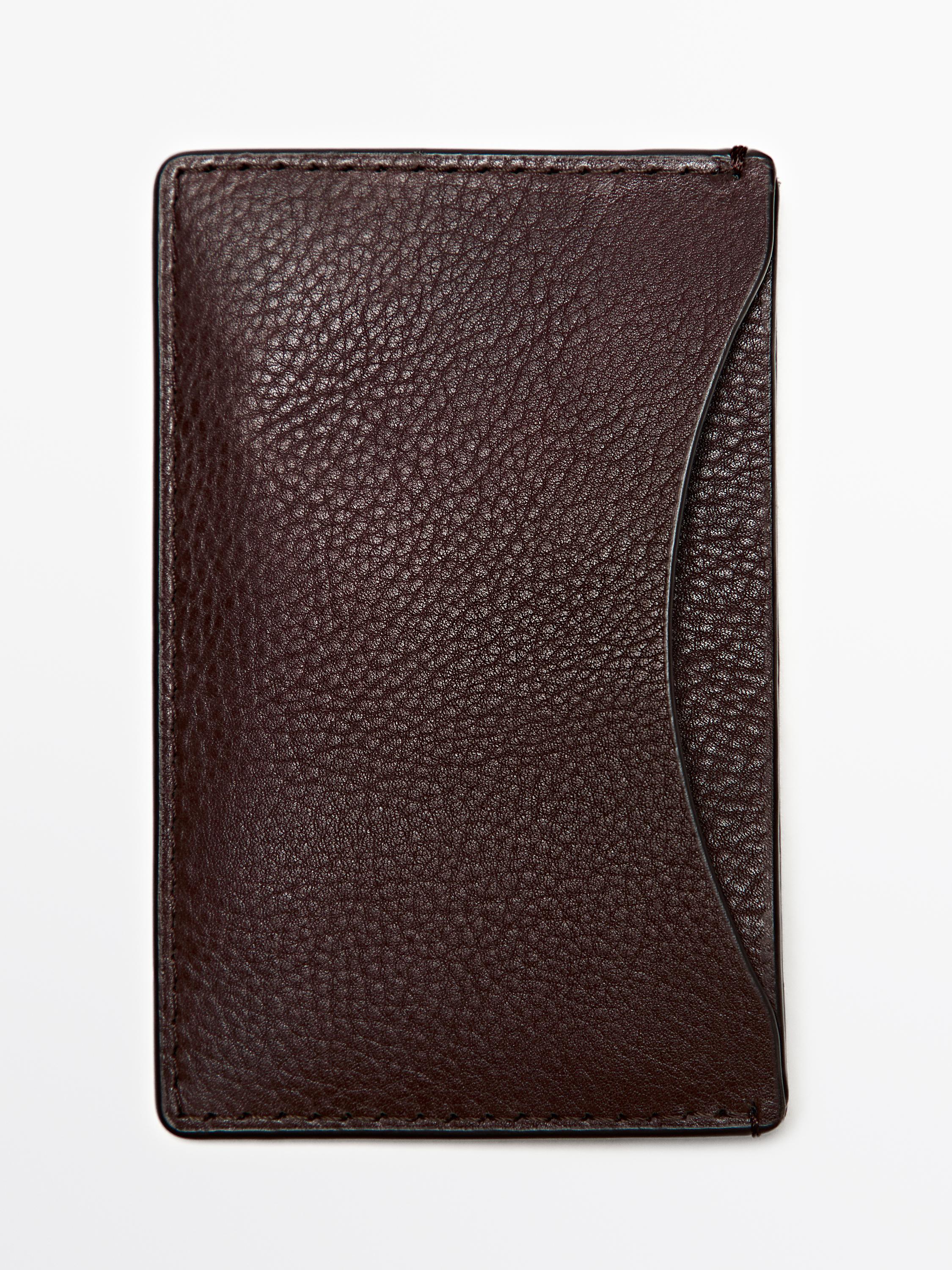 Nappa leather card holder — BROWN