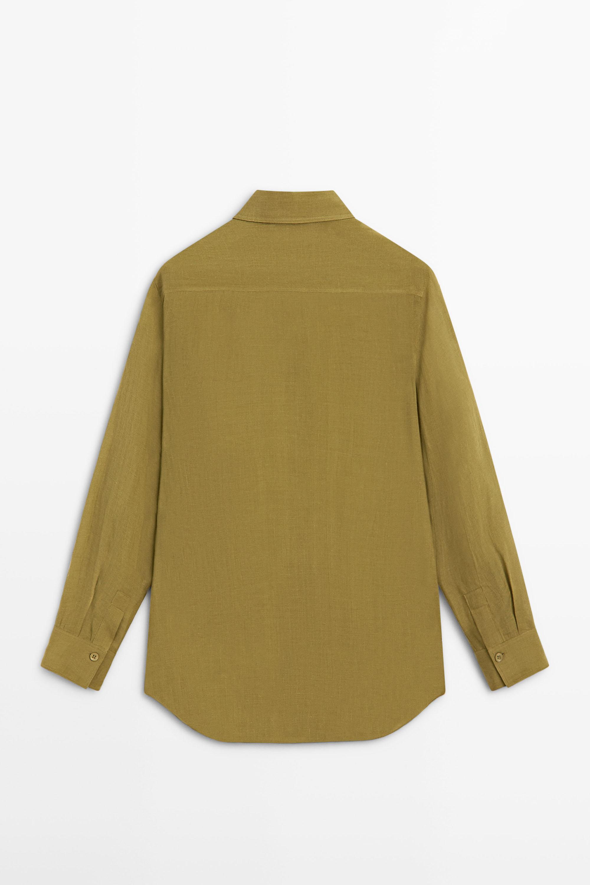 Flowing shirt with shirt collar — GREEN