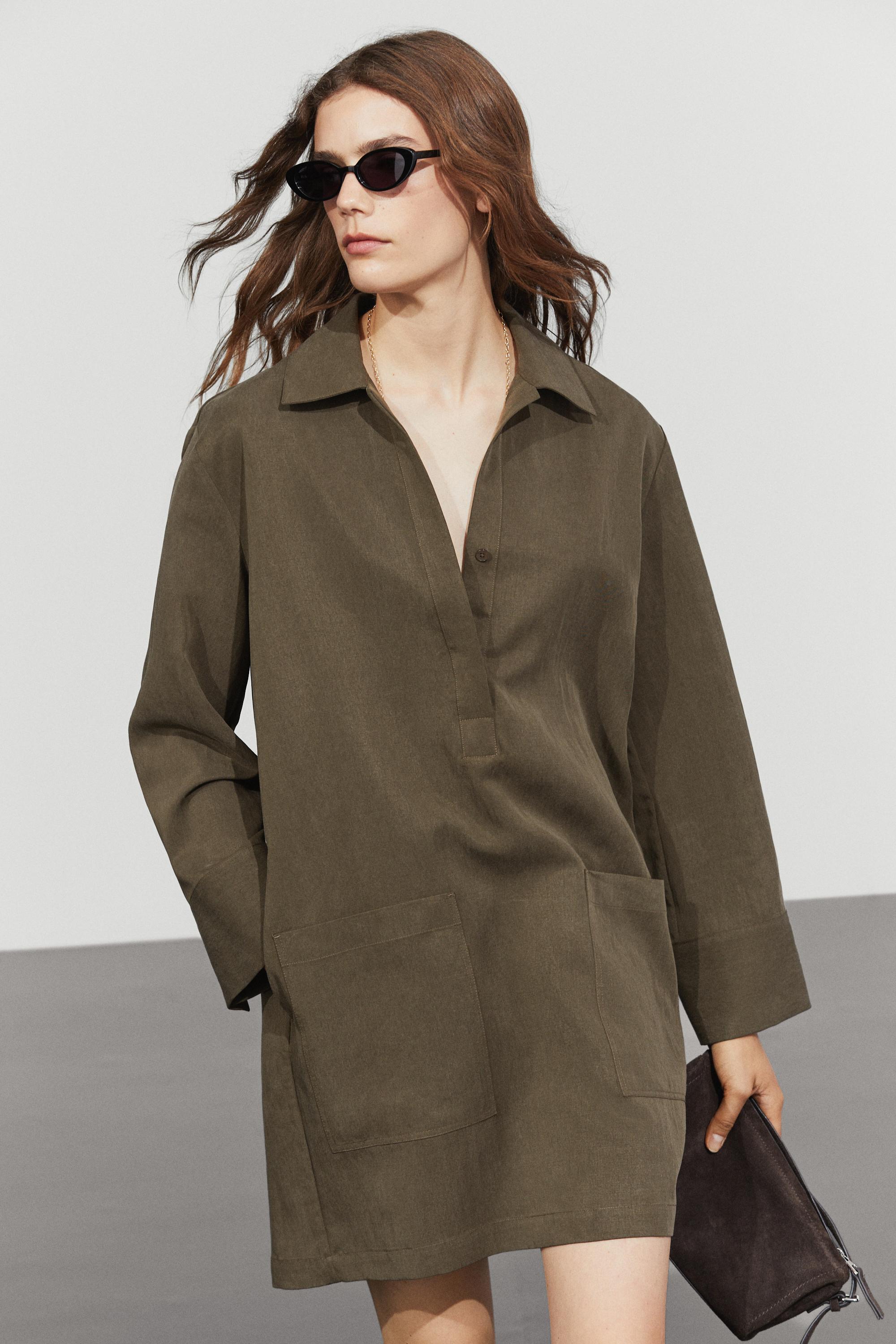 Short shirt dress with pocket detail
