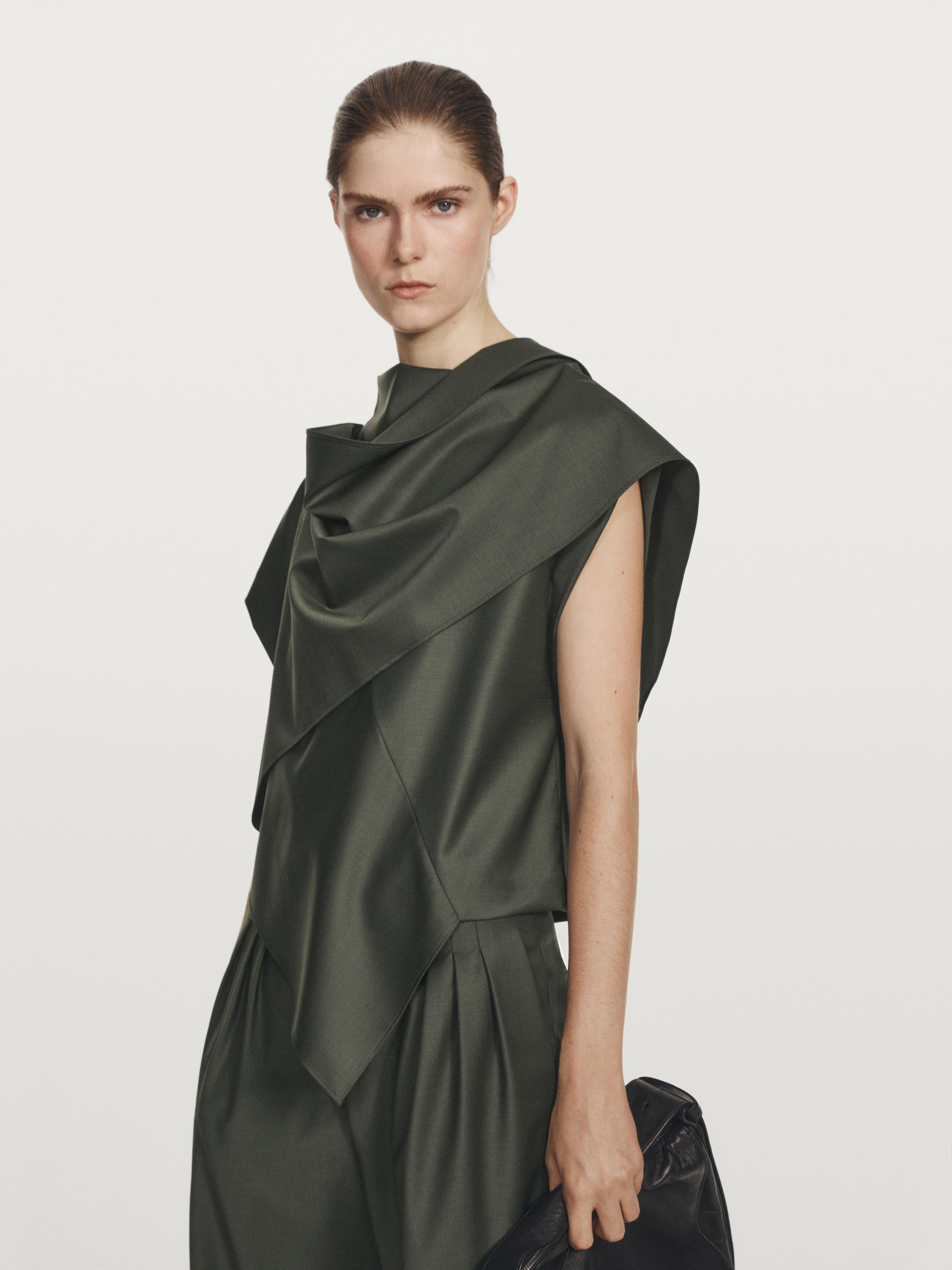 Asymmetric wool blend blouse - Studio