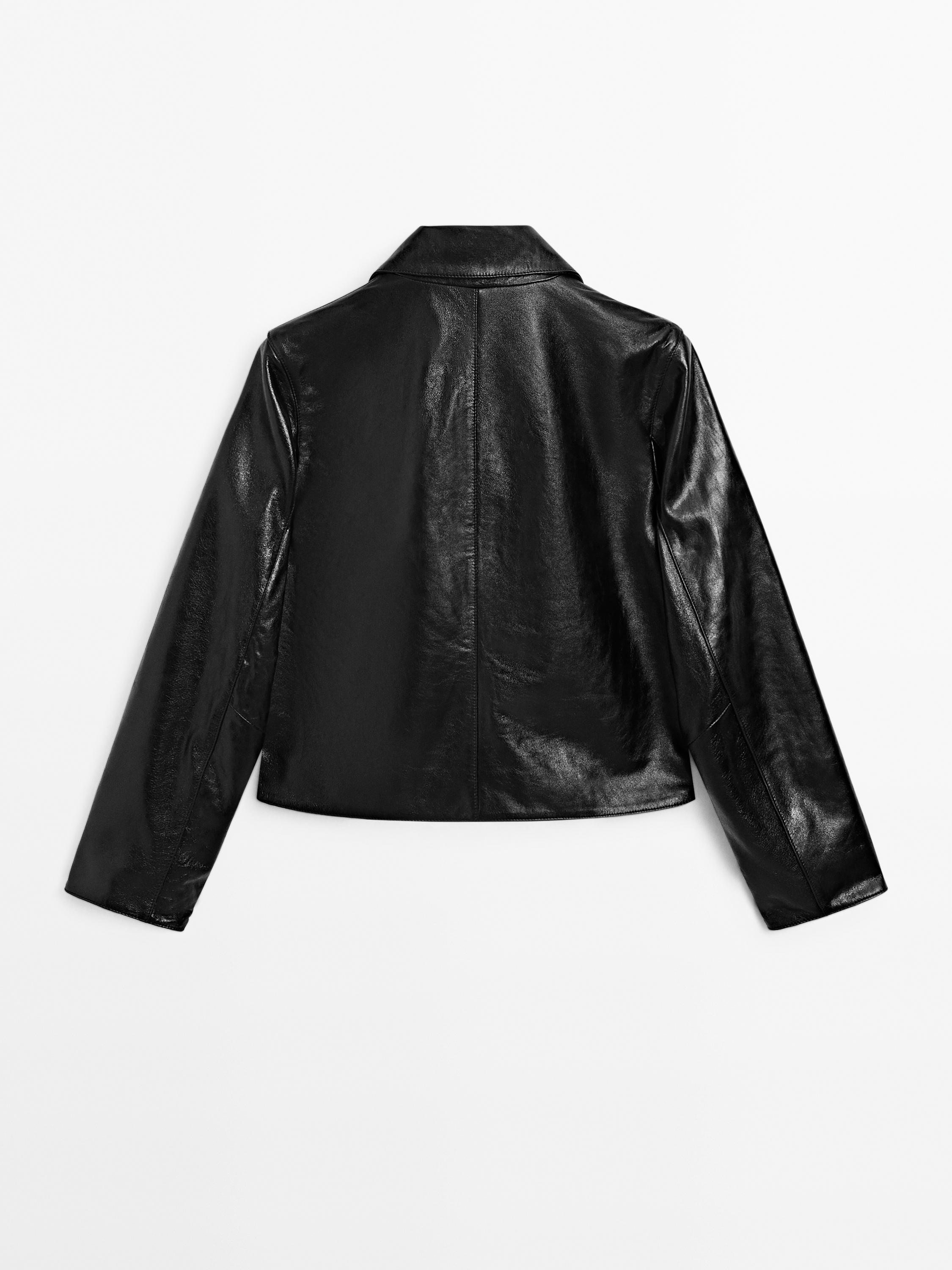 Cropped nappa leather jacket