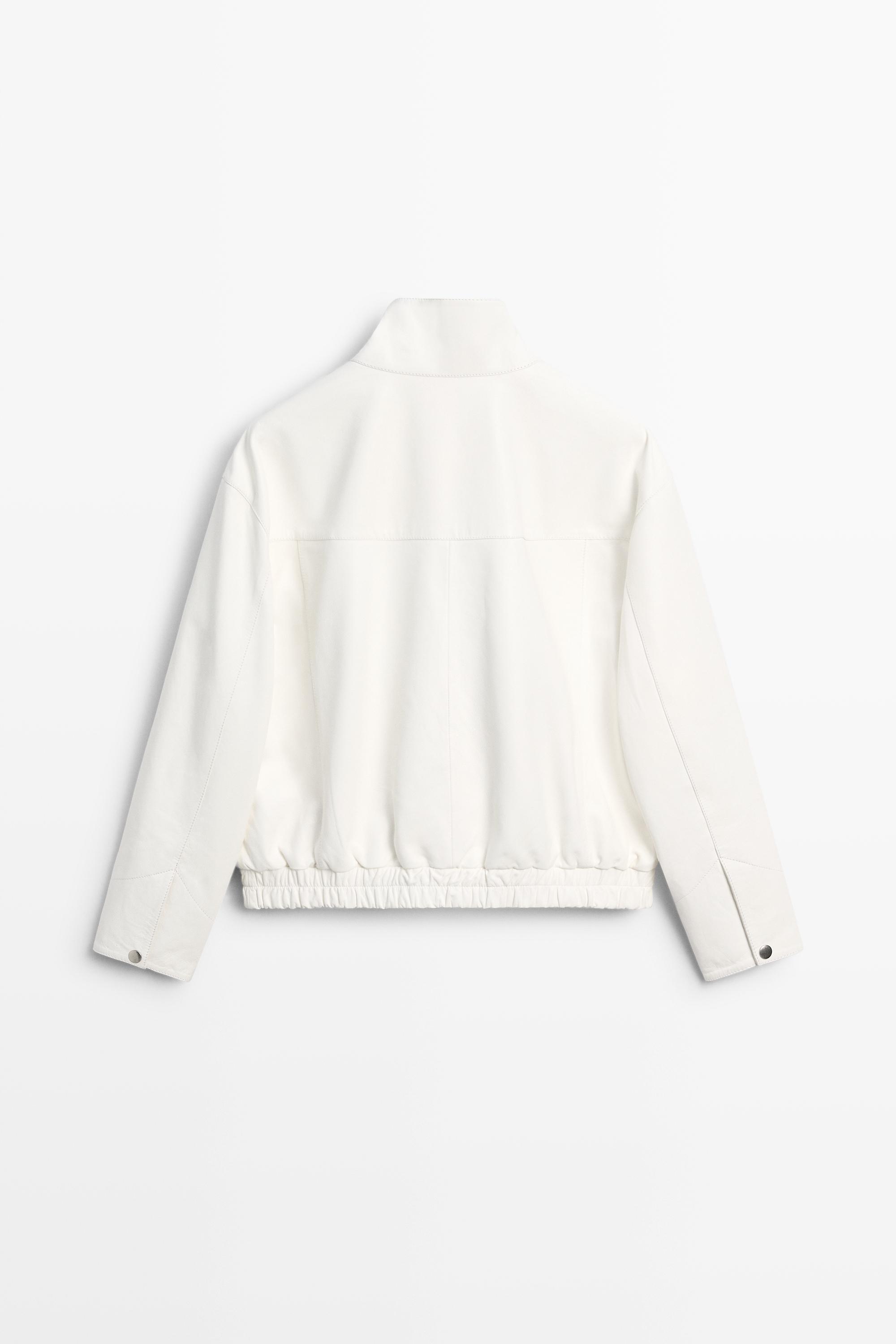 Nappa leather bomber jacket — WHITE