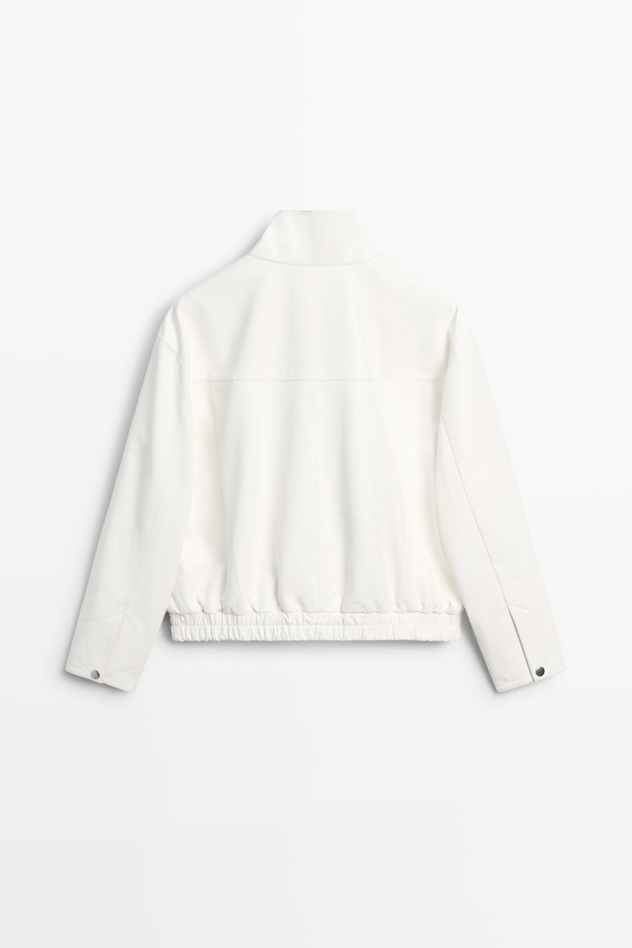 Nappa leather bomber jacket — WHITE