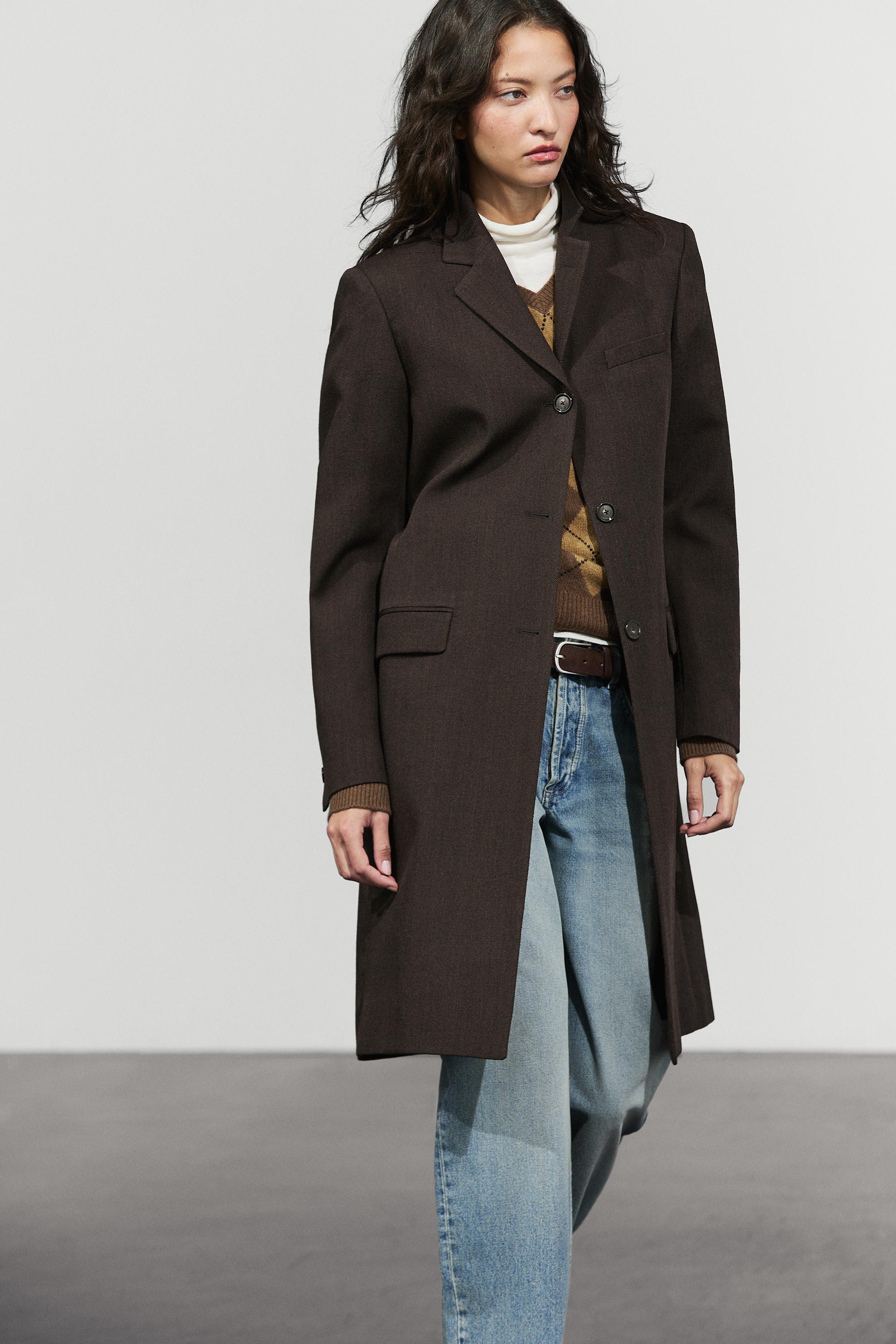 Manteau mi-long 100 % laine