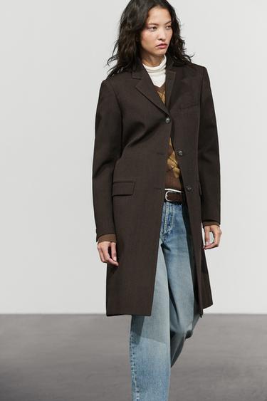 100% wool long coat — BROWN MARL 3