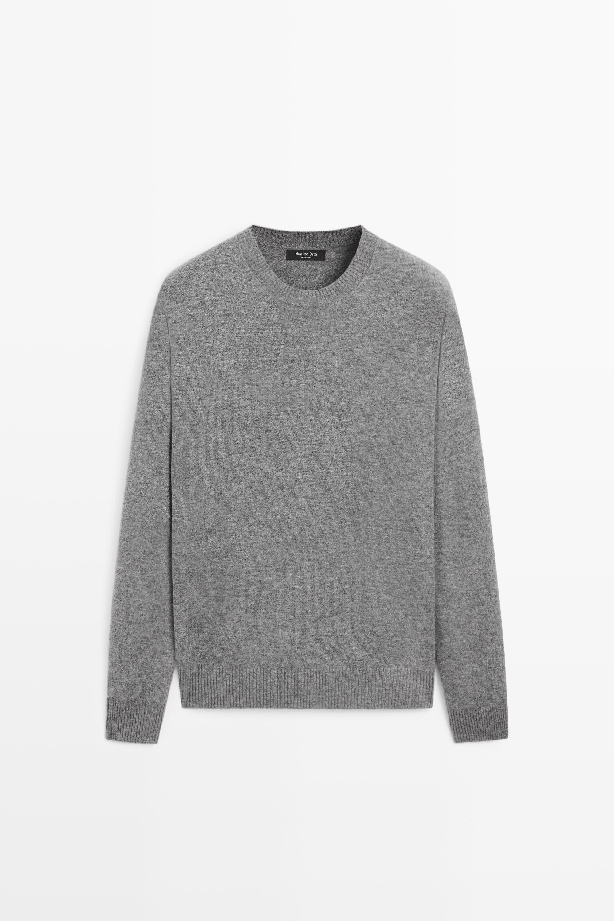 Wool blend round neck knit sweater